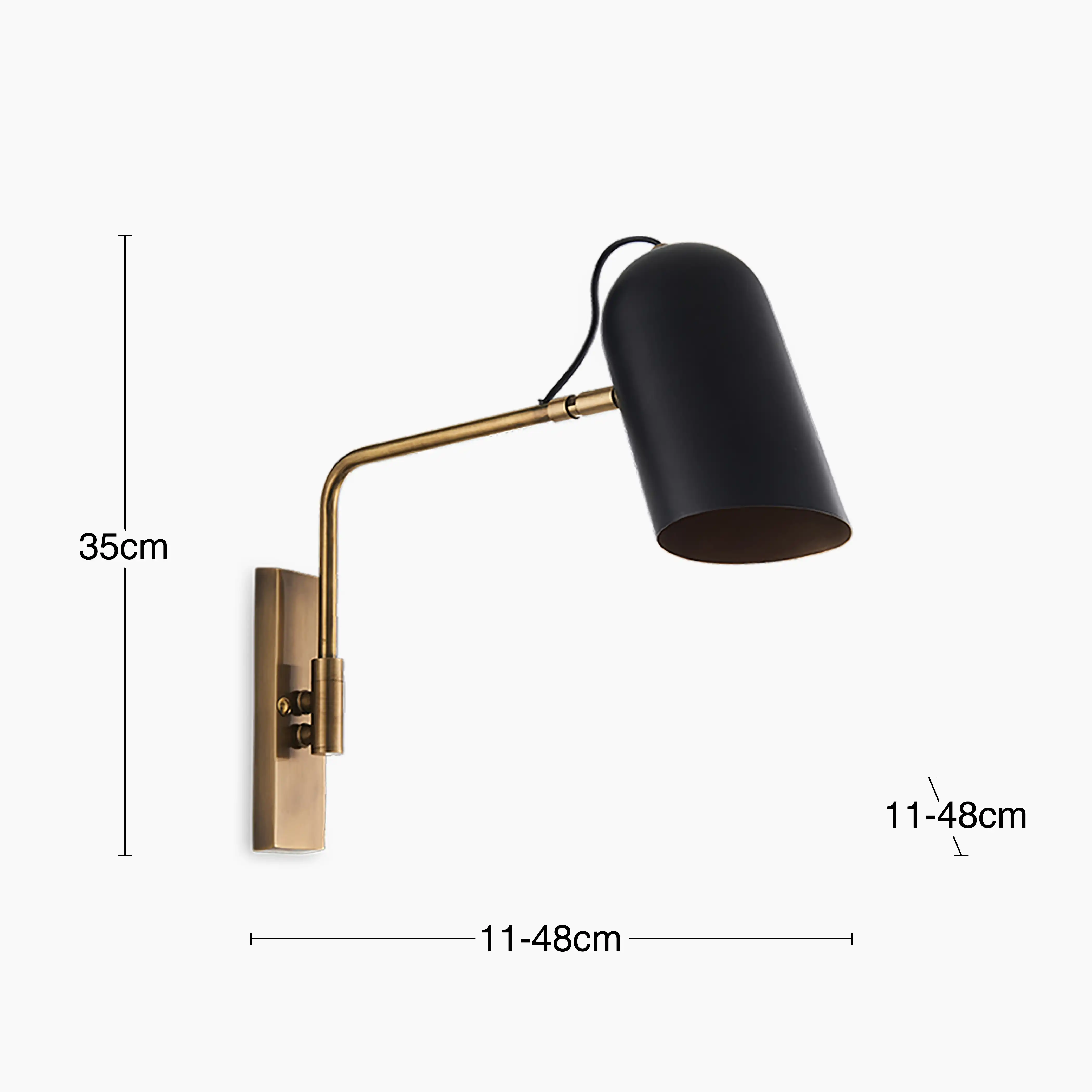Navren Wall Light | Black & Vintage Brass - Image 11