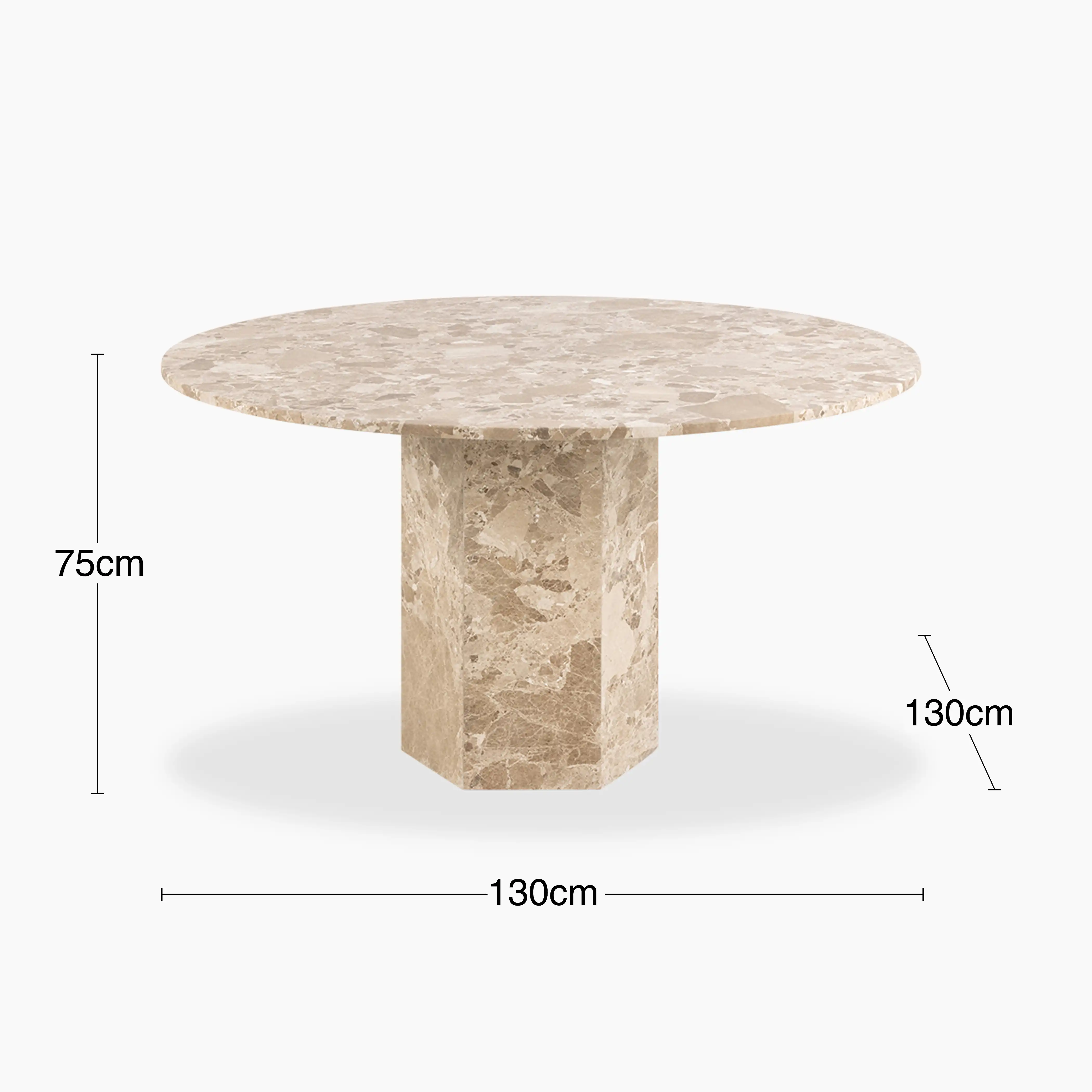 Naxos 4 Seat Round Dining Table | Latte Marble - Image 6