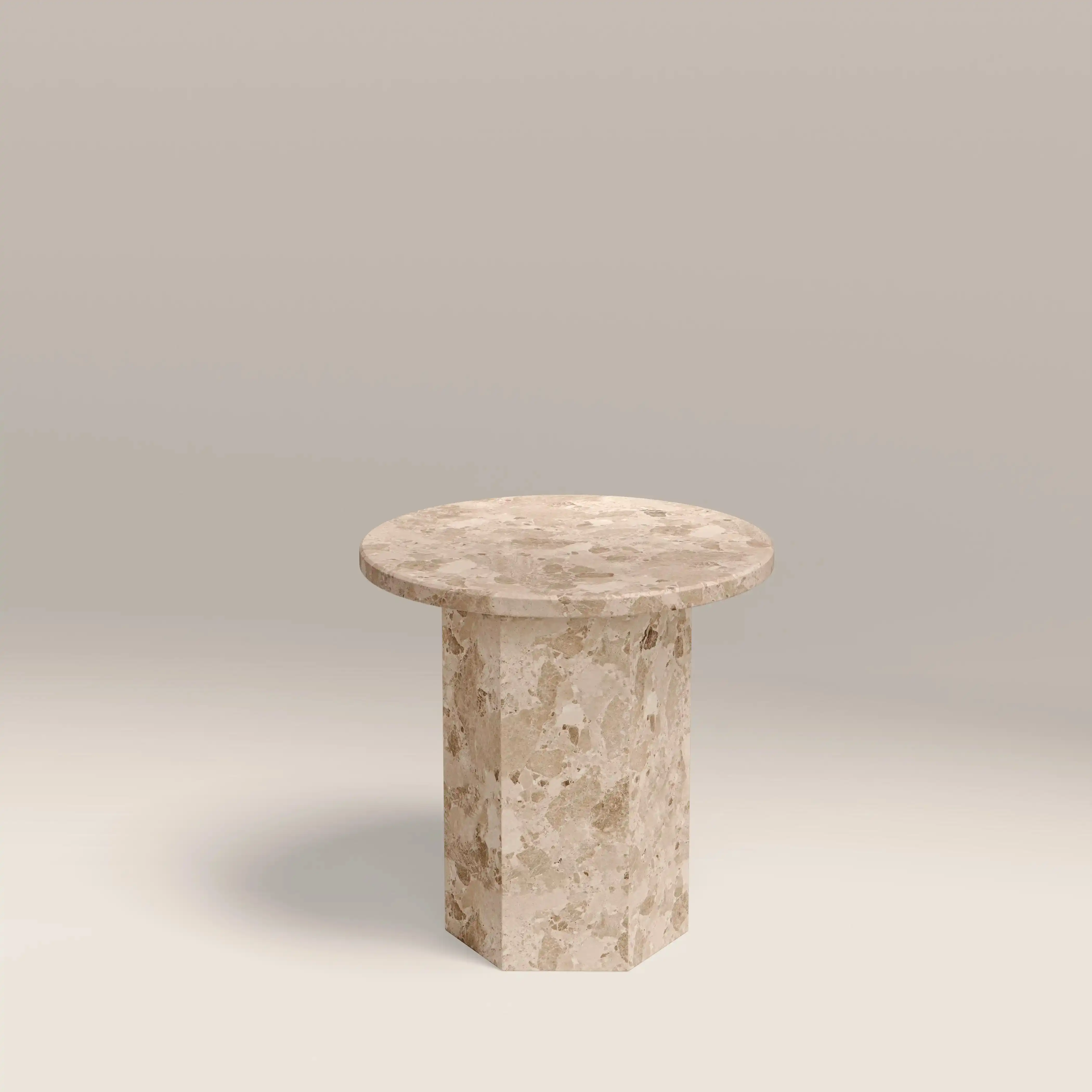 Naxos Round Side Table | Latte Marble - Image 2