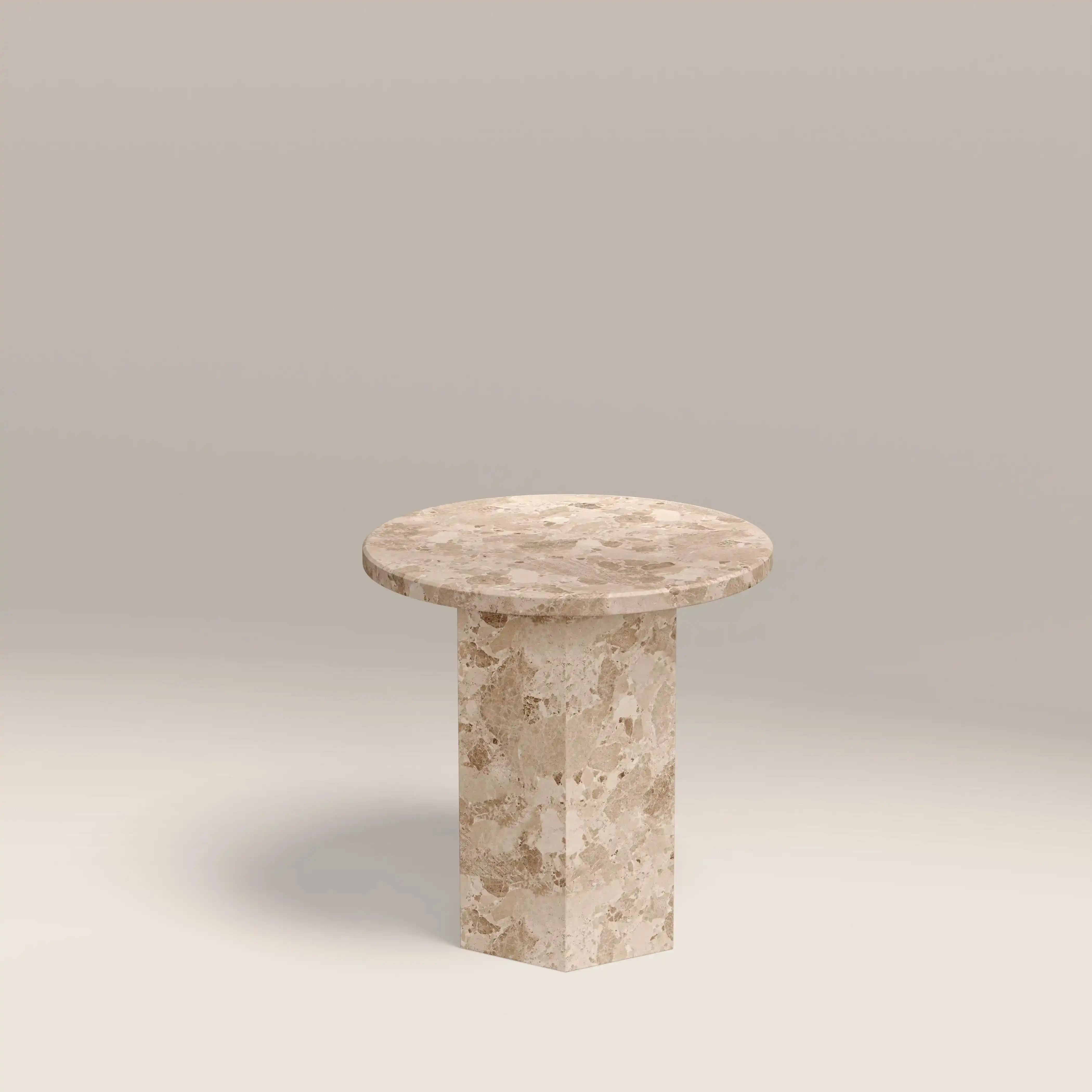 Naxos Round Side Table | Latte Marble - Image 4