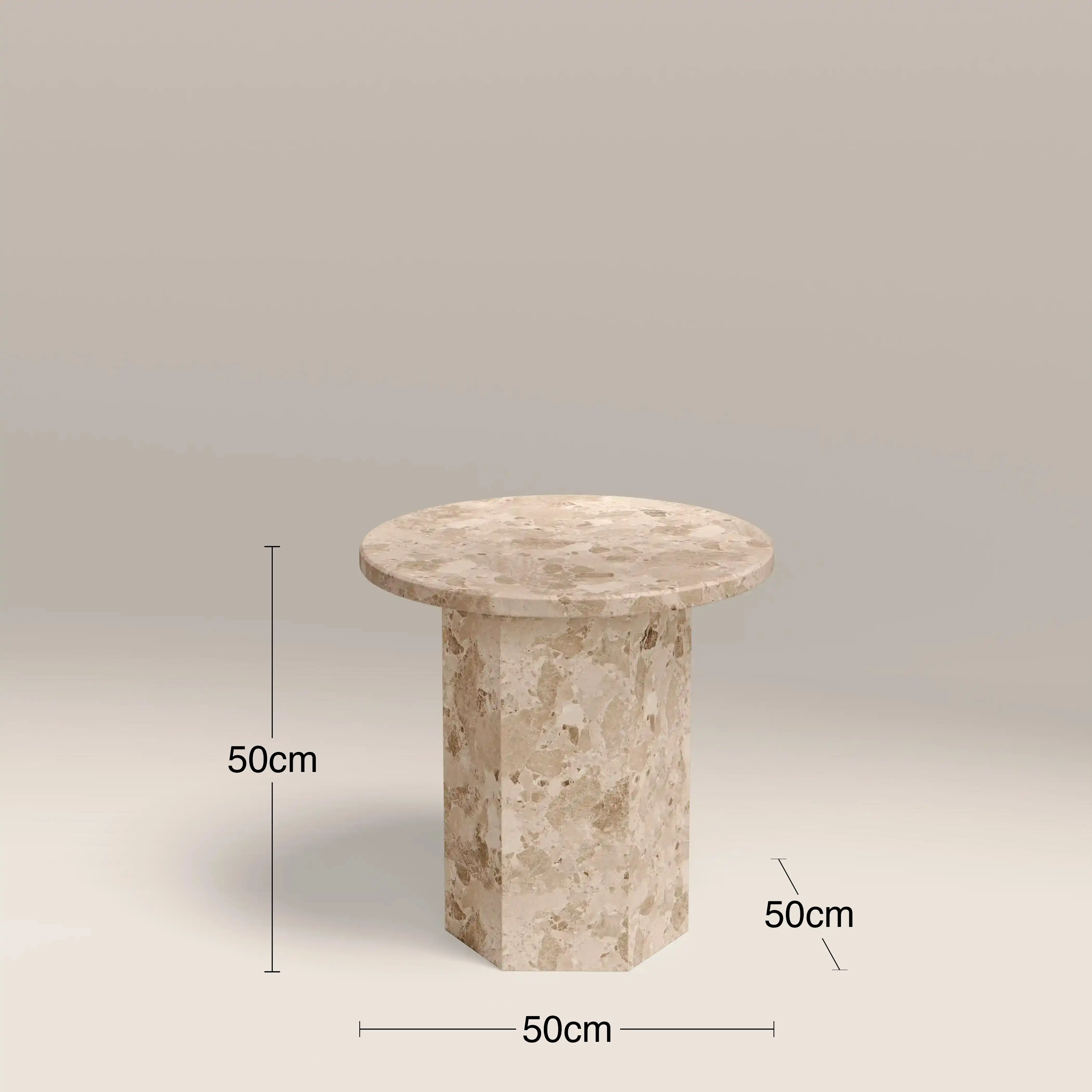 Naxos Round Side Table | Latte Marble - Image 5