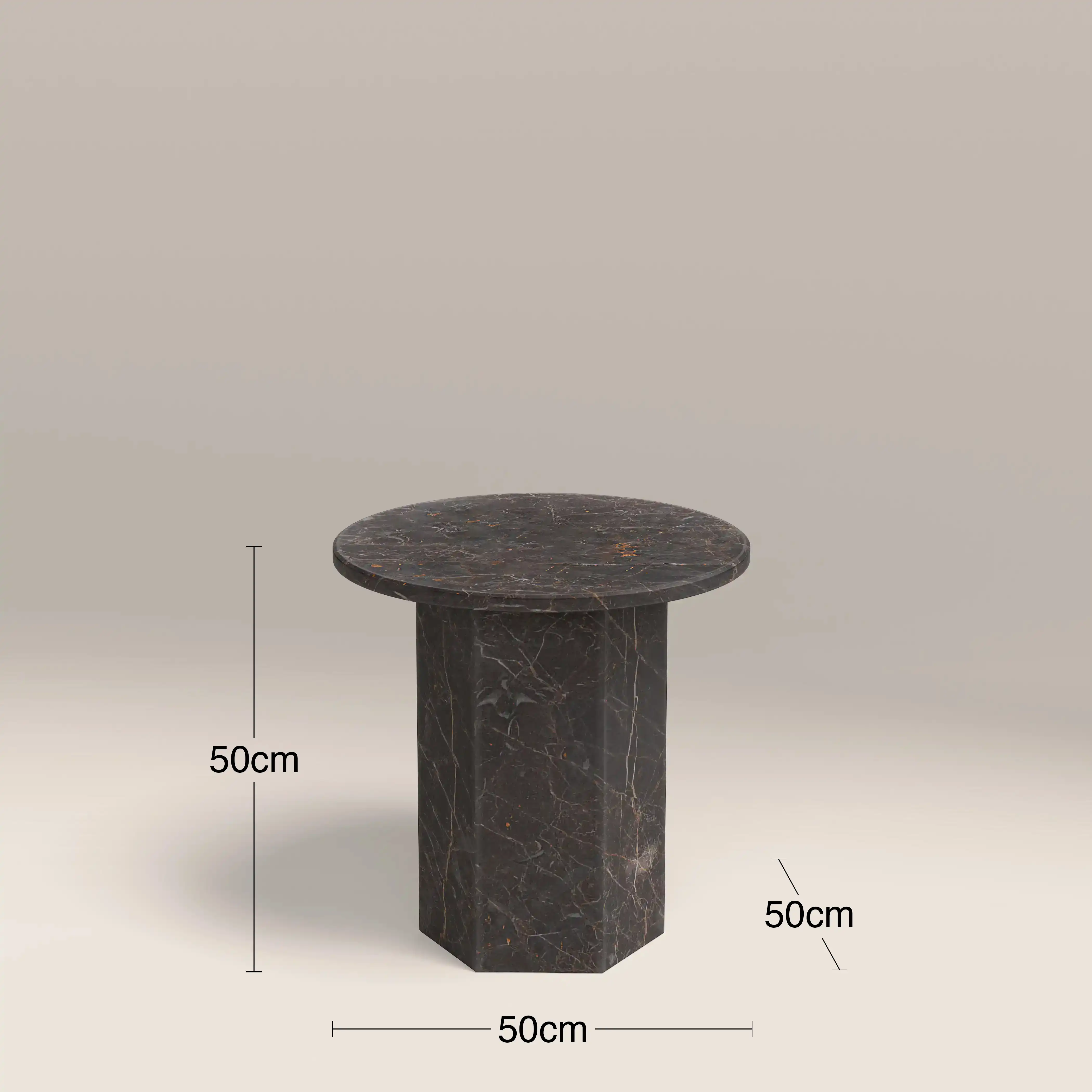 Naxos Round Side Table | Storm Grey Marble - Image 5