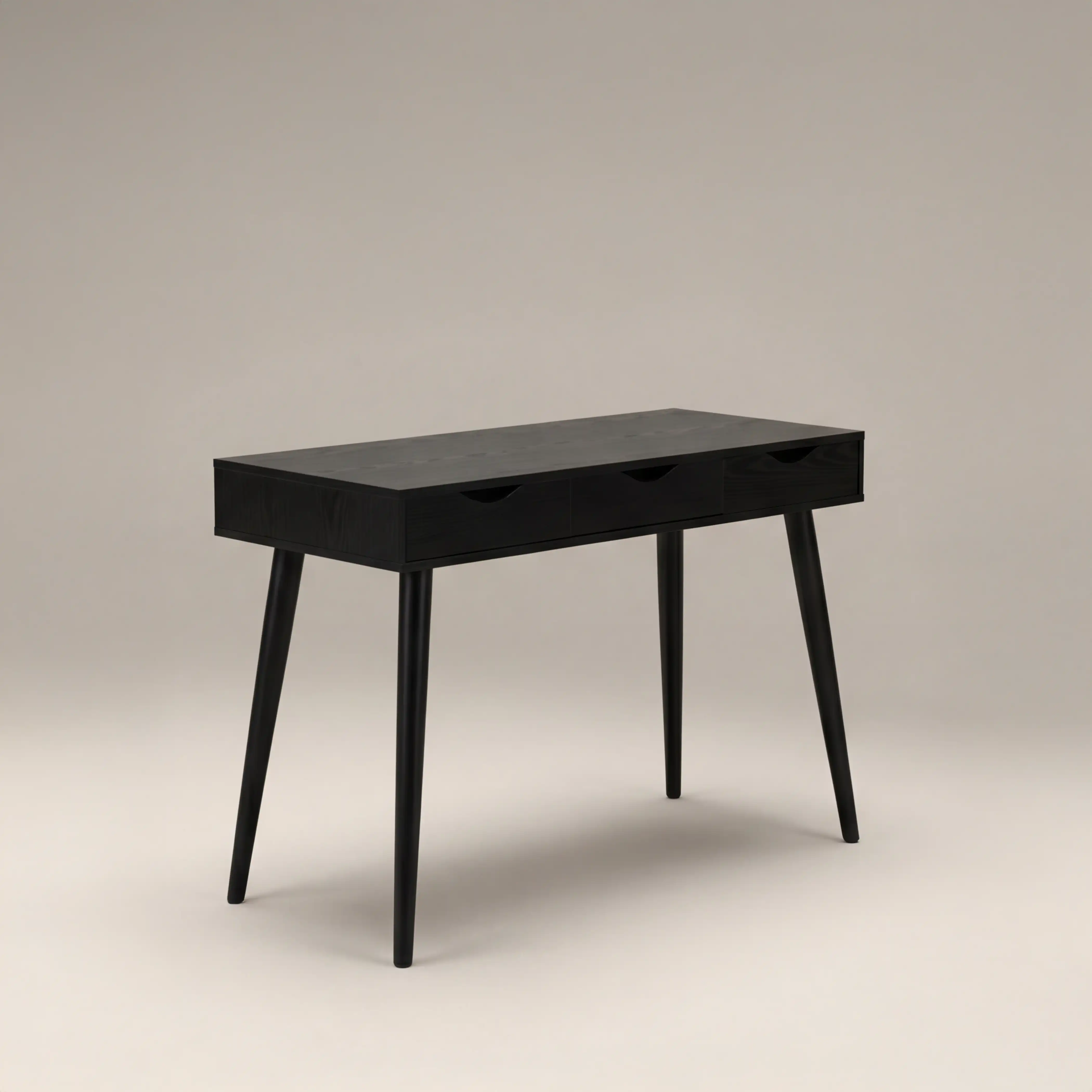 Neptun Wooden 3 Drawer Desk | Black - Image 2
