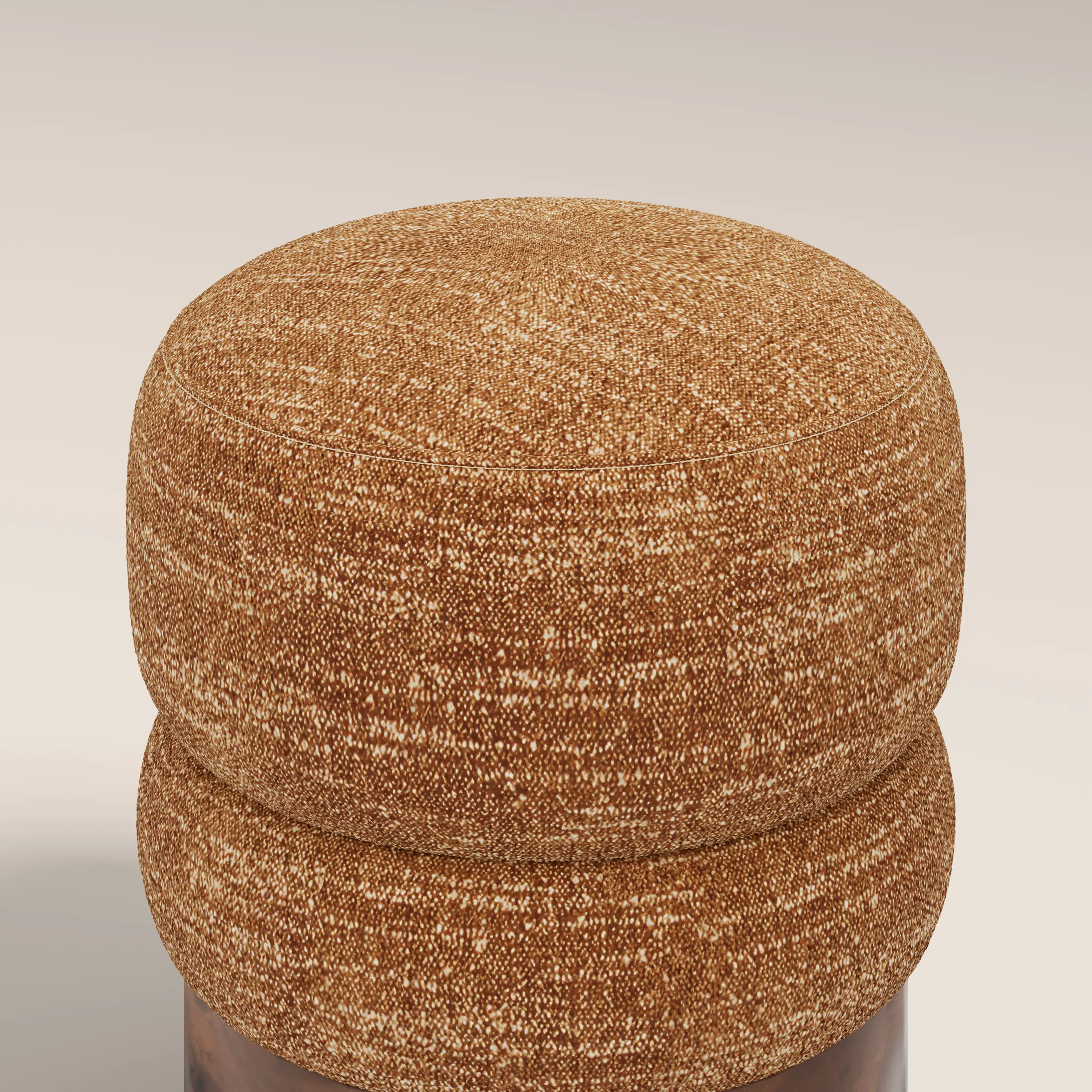 Neva Pouffe | Speckled Honey Sustainable Boucle & Walnut Burl Wood - Image 2