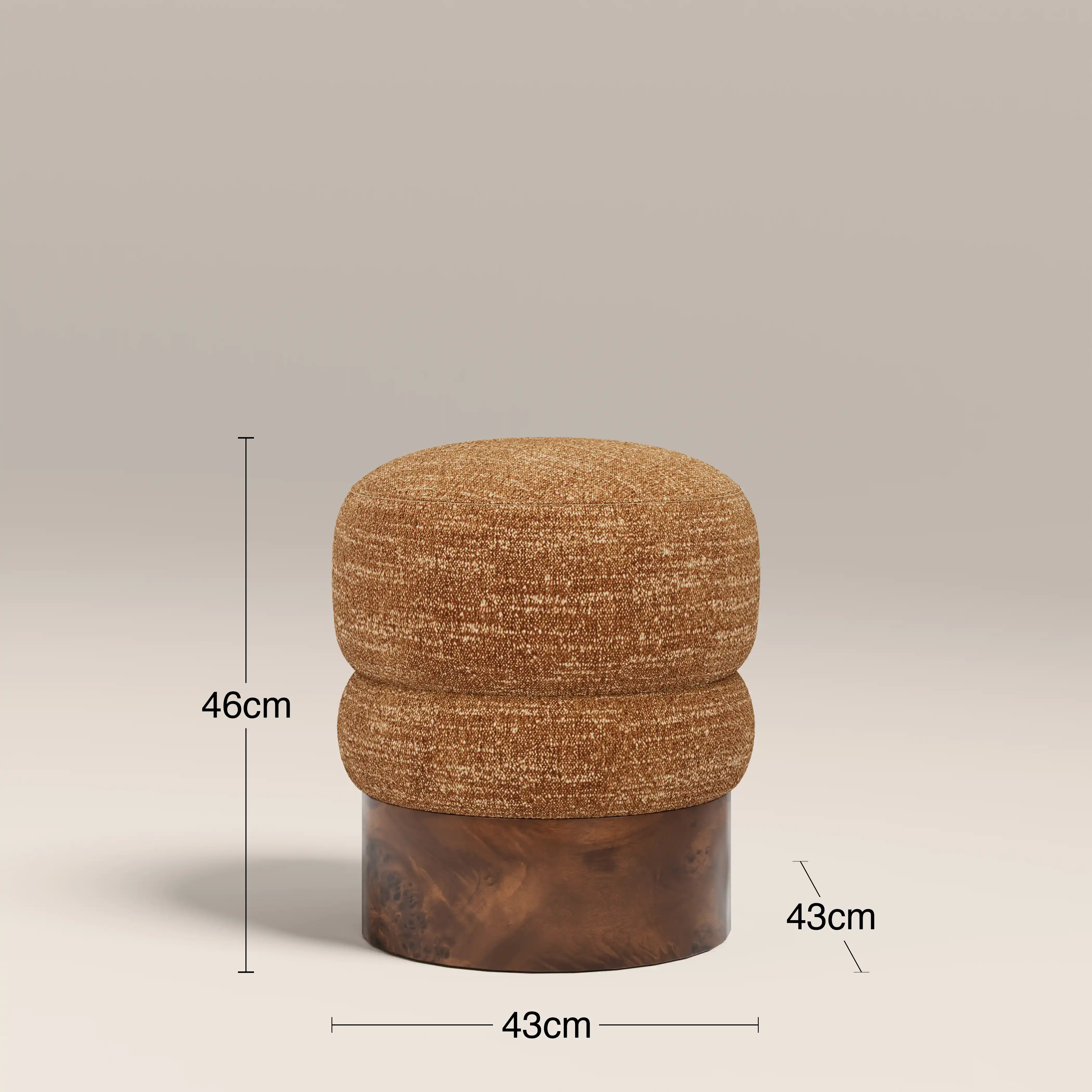 Neva Pouffe | Speckled Honey Sustainable Boucle & Walnut Burl Wood - Image 4