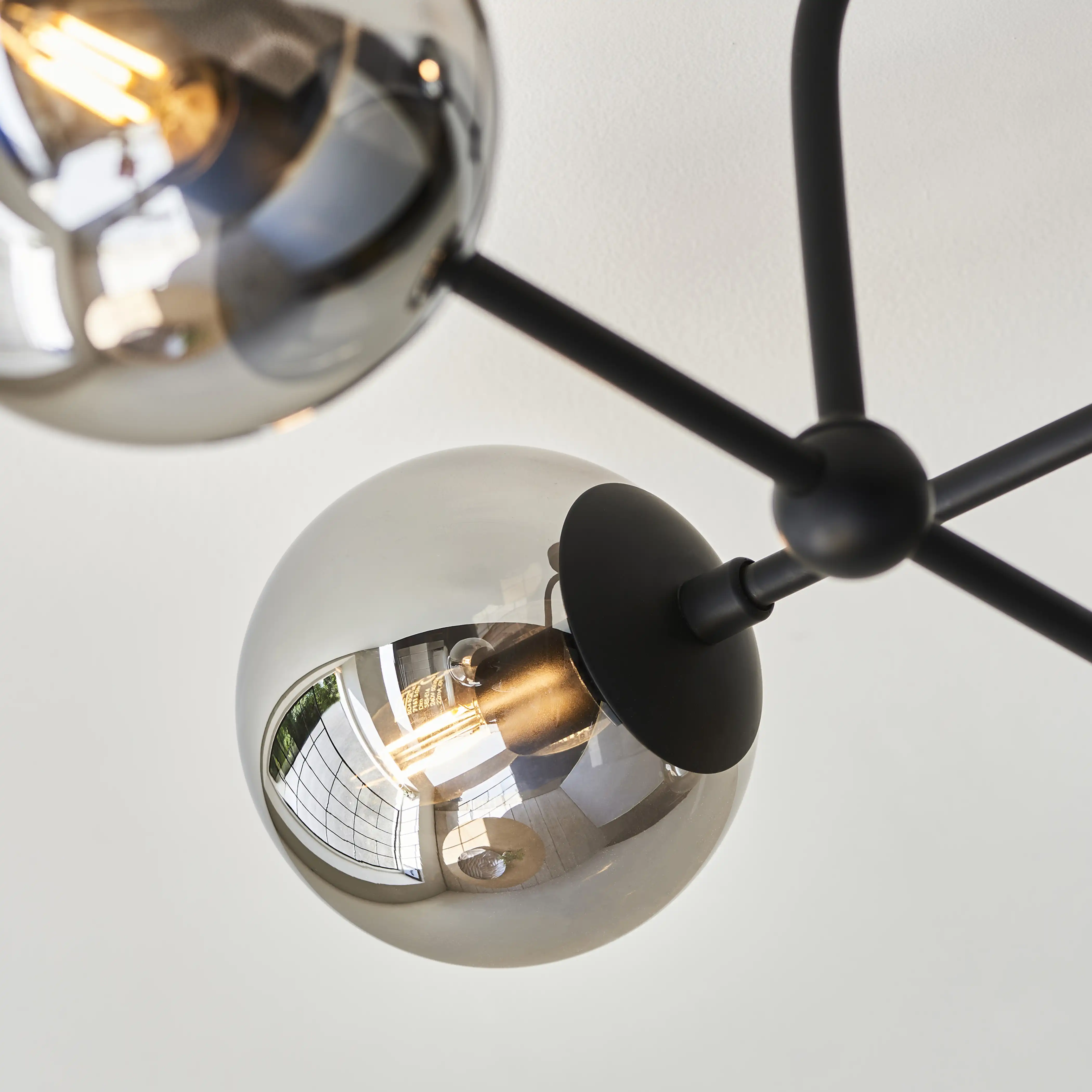 Niamh 4 Light Flush Ceiling Light | Smokey Grey & Black - Image 6