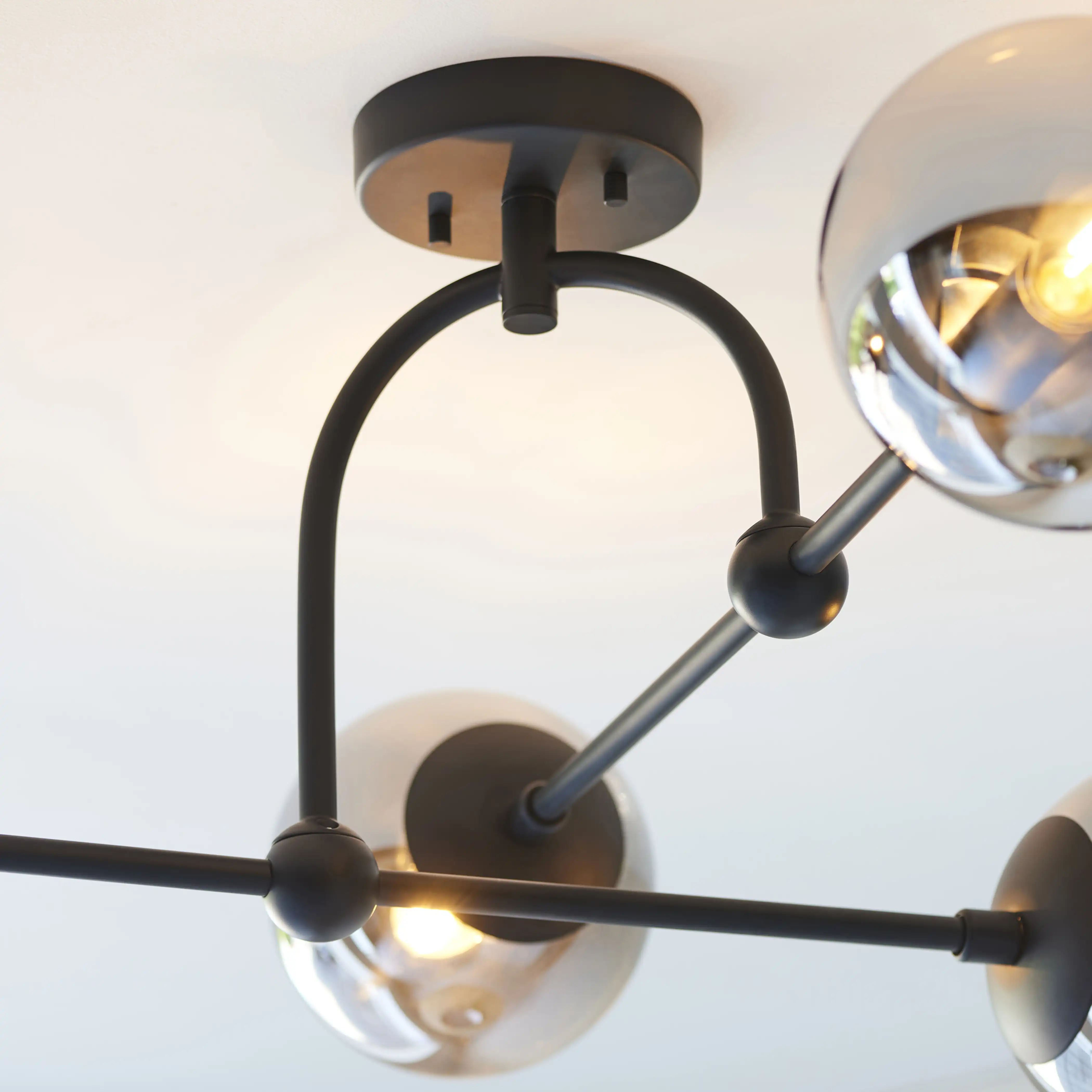 Niamh 4 Light Flush Ceiling Light | Smokey Grey & Black - Image 7