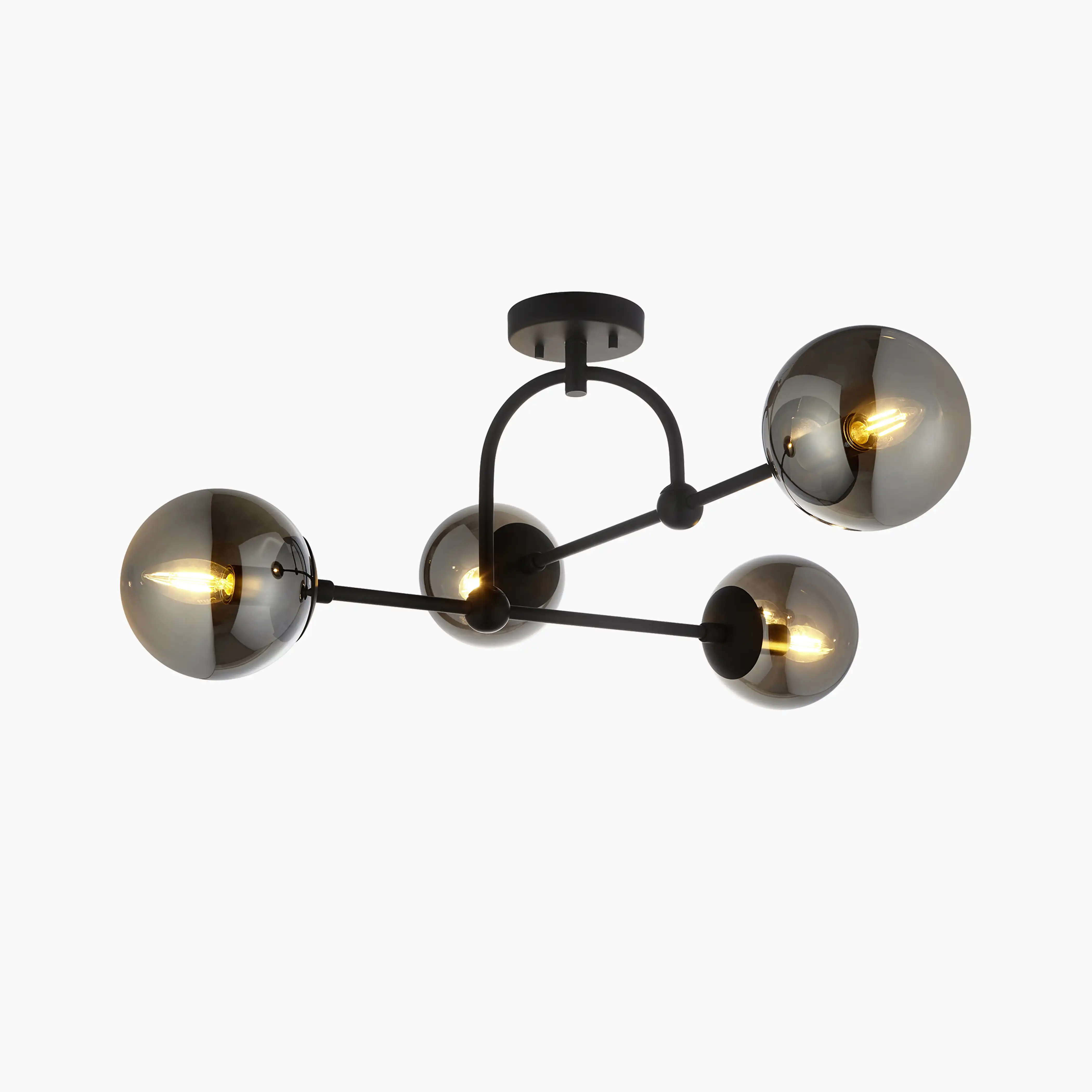 Niamh 4 Light Flush Ceiling Light | Smokey Grey & Black - Image 8