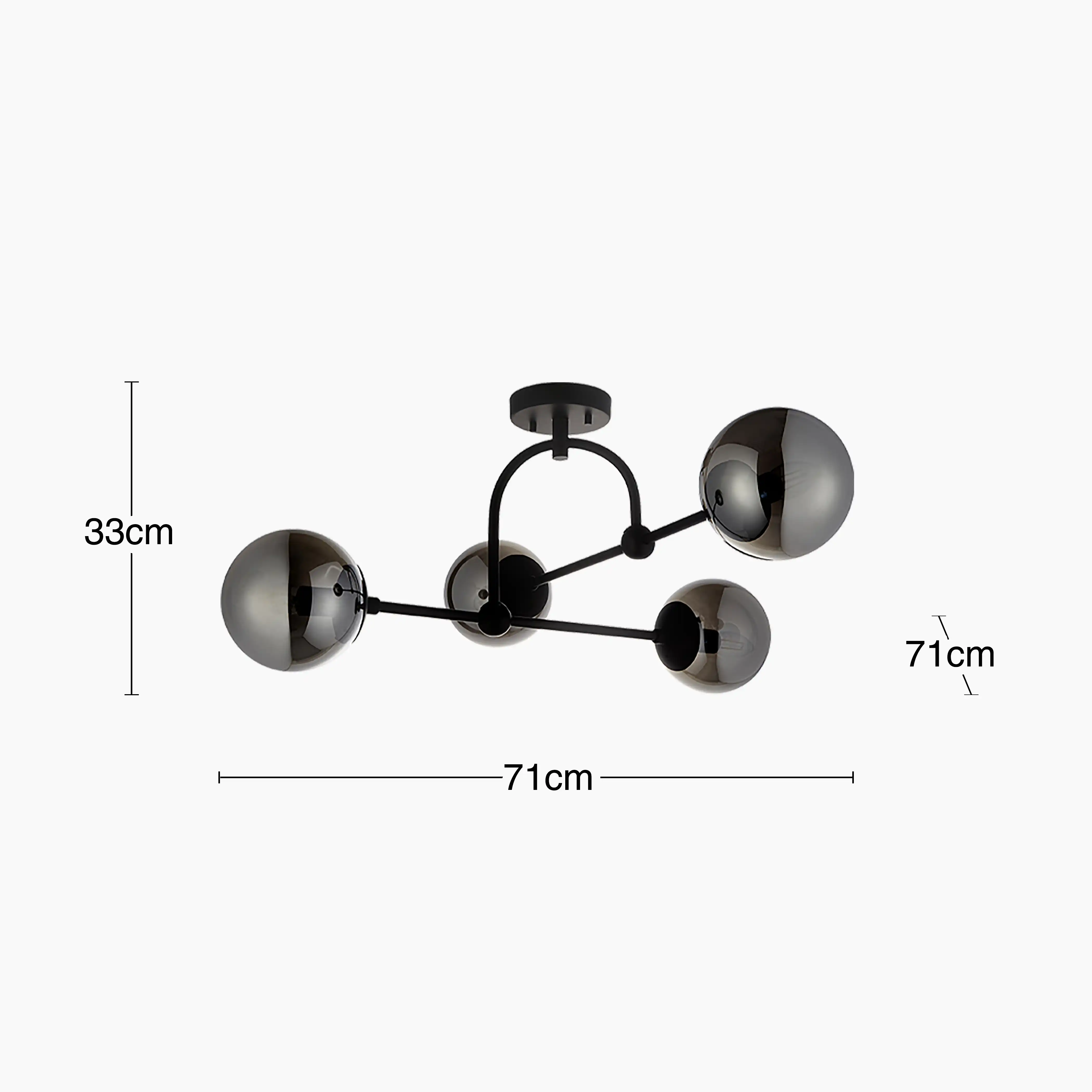 Niamh 4 Light Flush Ceiling Light | Smokey Grey & Black - Image 9