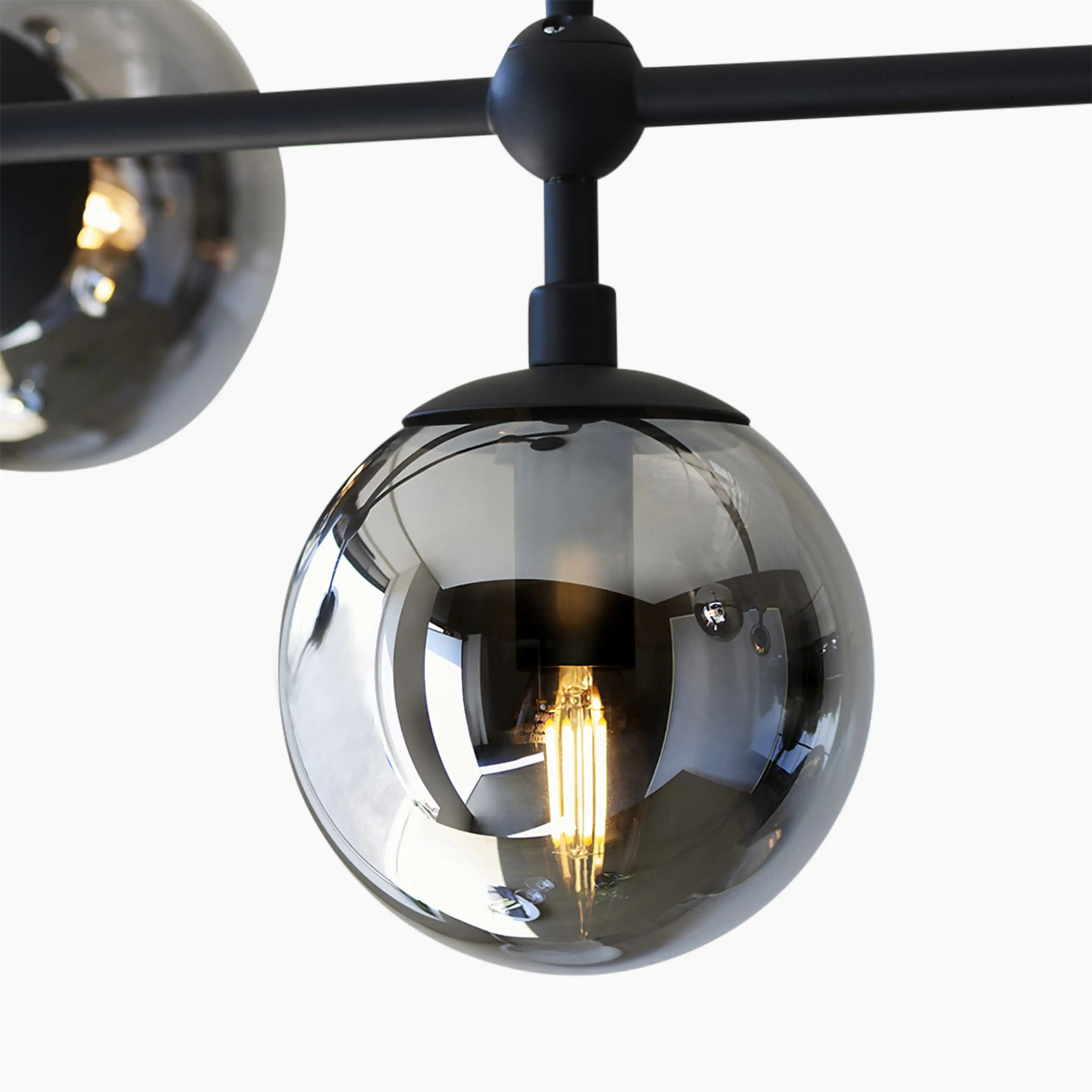 Niamh 5 Light Pendant Light | Smokey Grey & Black - Image 10