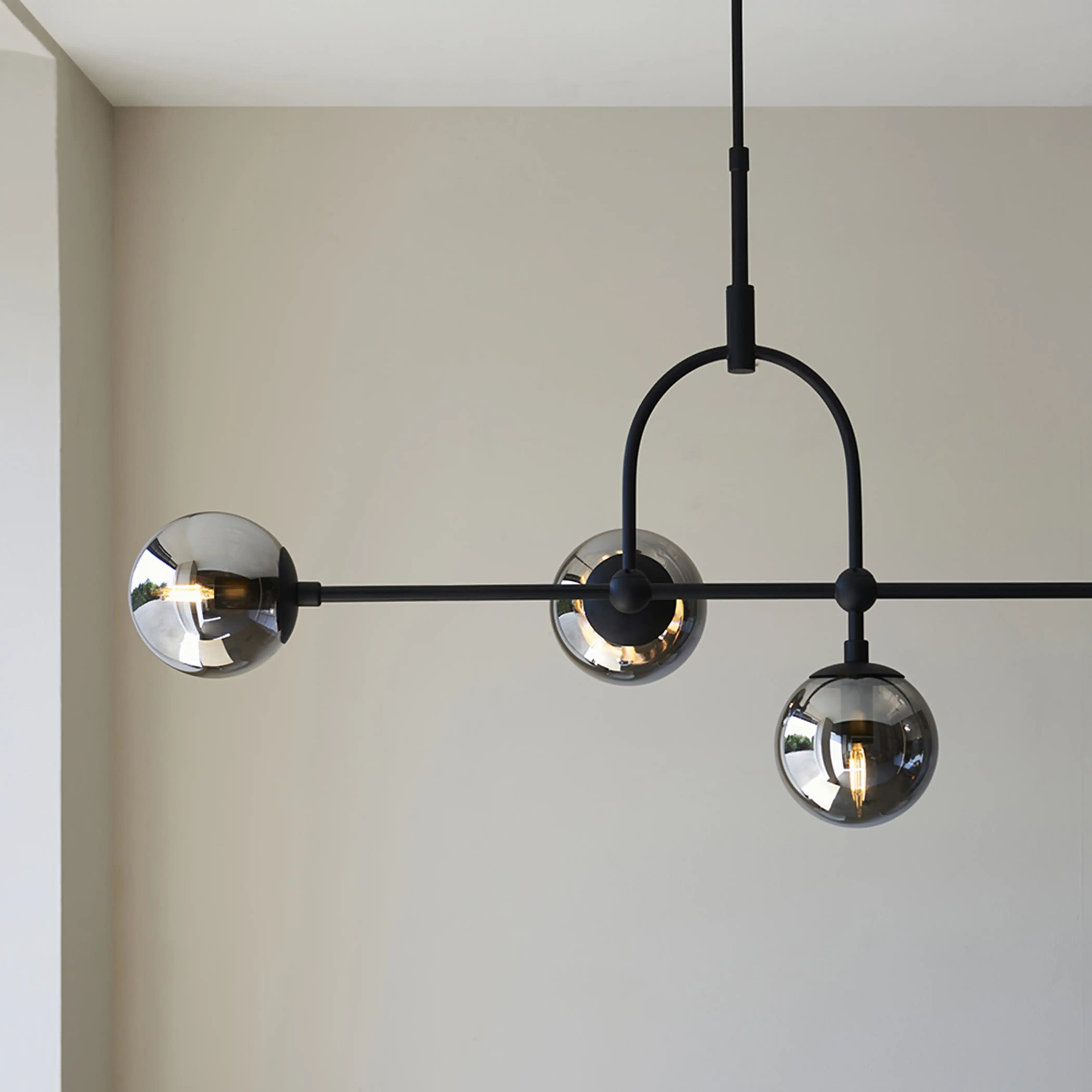 Niamh 5 Light Pendant Light | Smokey Grey & Black - Image 6