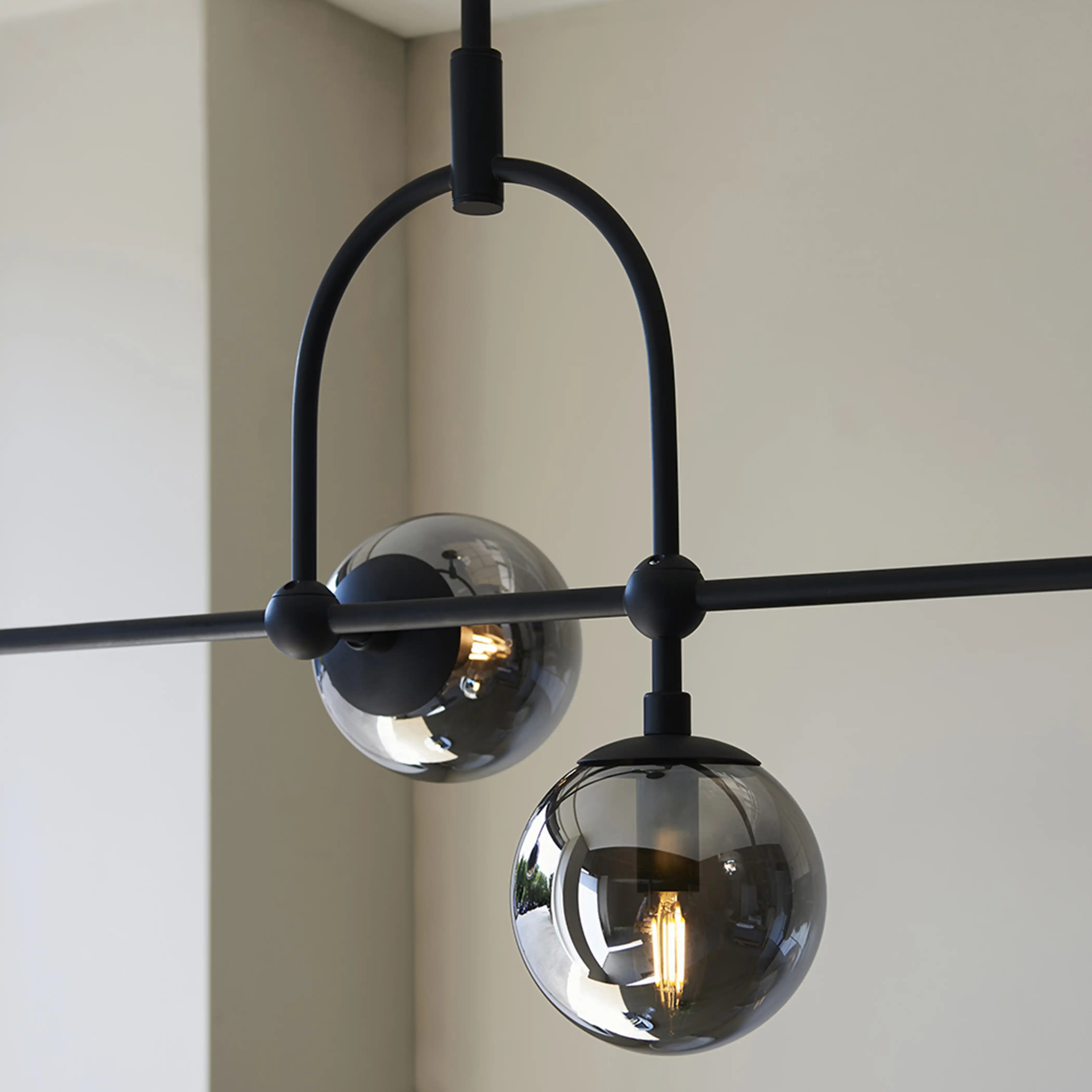Niamh 5 Light Pendant Light | Smokey Grey & Black - Image 7