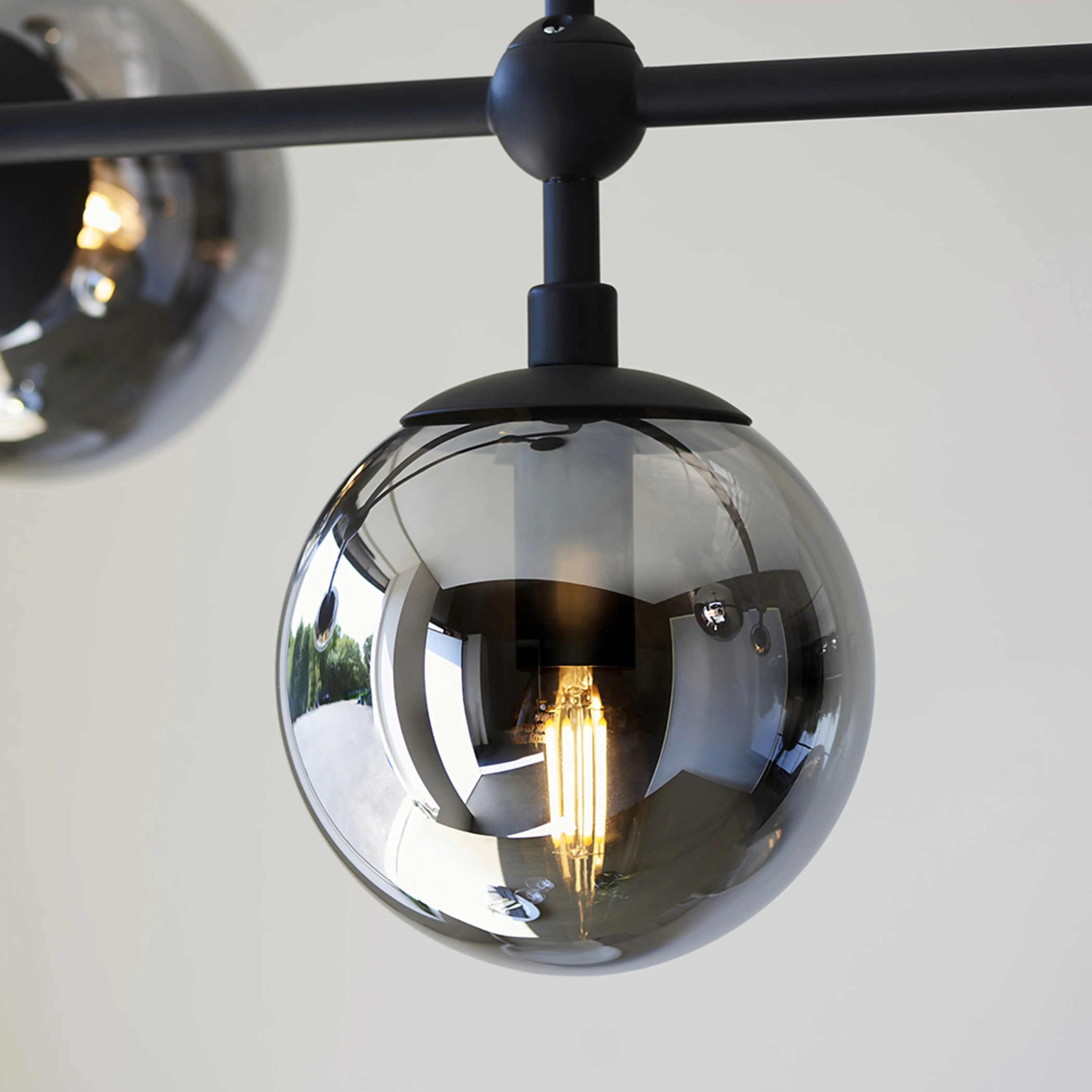 Niamh 5 Light Pendant Light | Smokey Grey & Black - Image 8