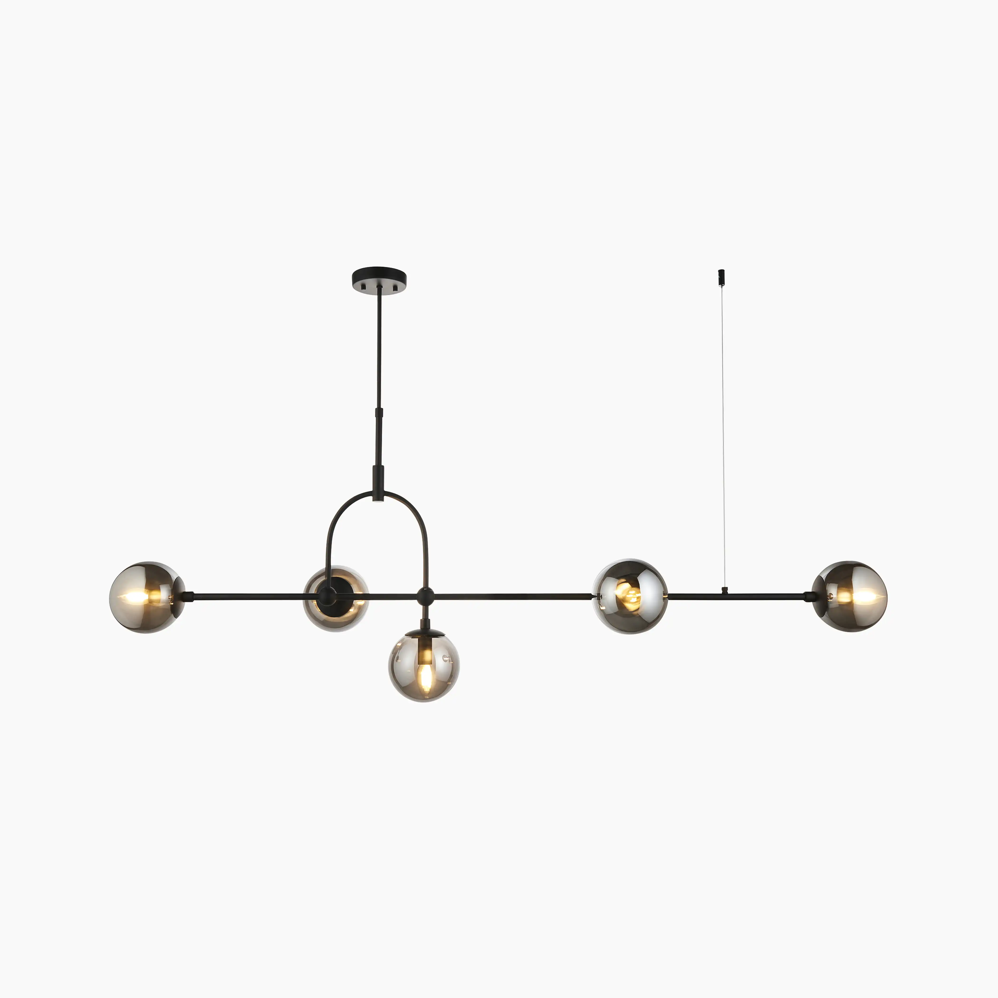 Niamh 5 Light Pendant Light | Smokey Grey & Black - Image 9