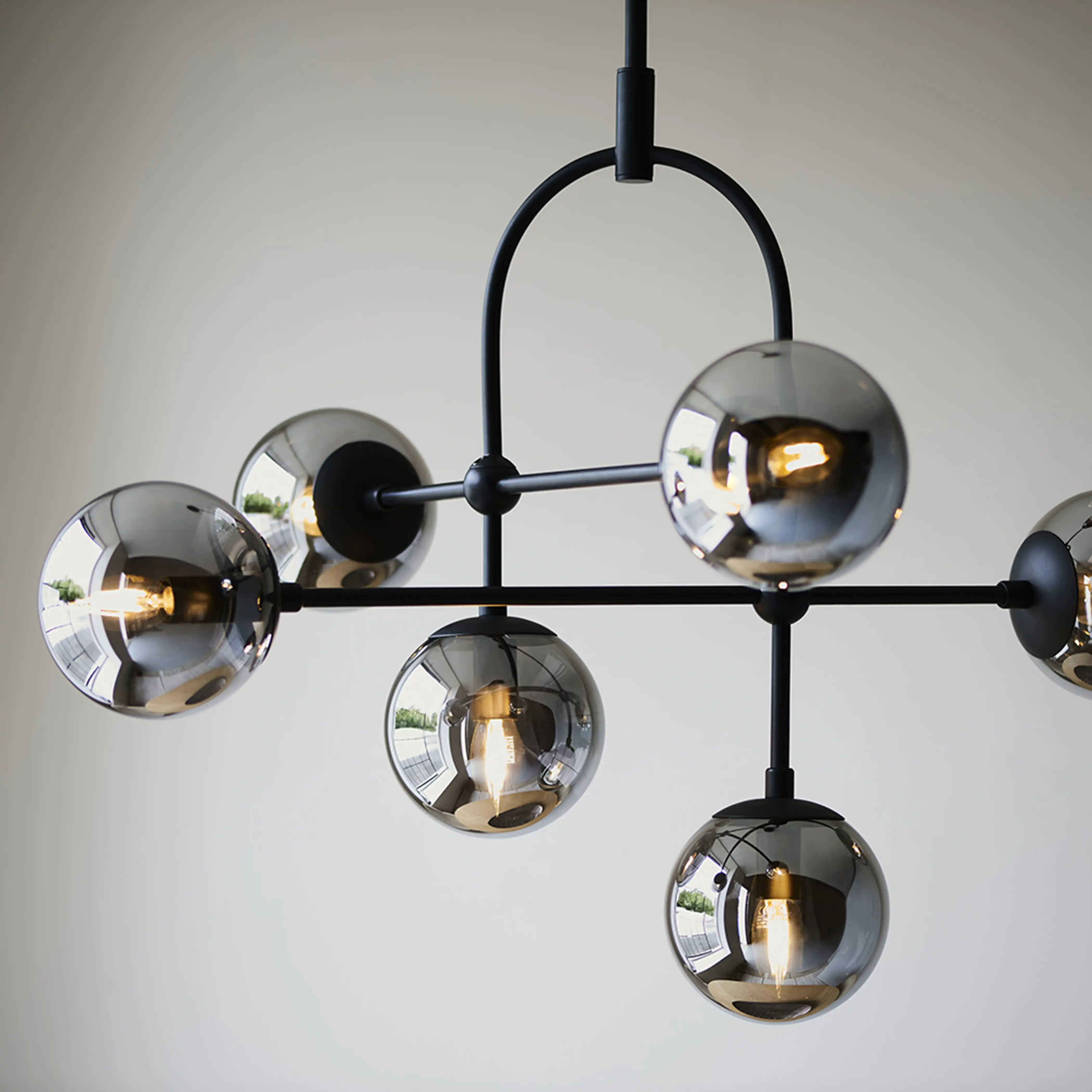 Niamh 6 Light Pendant Light | Smokey Grey & Black - Image 5