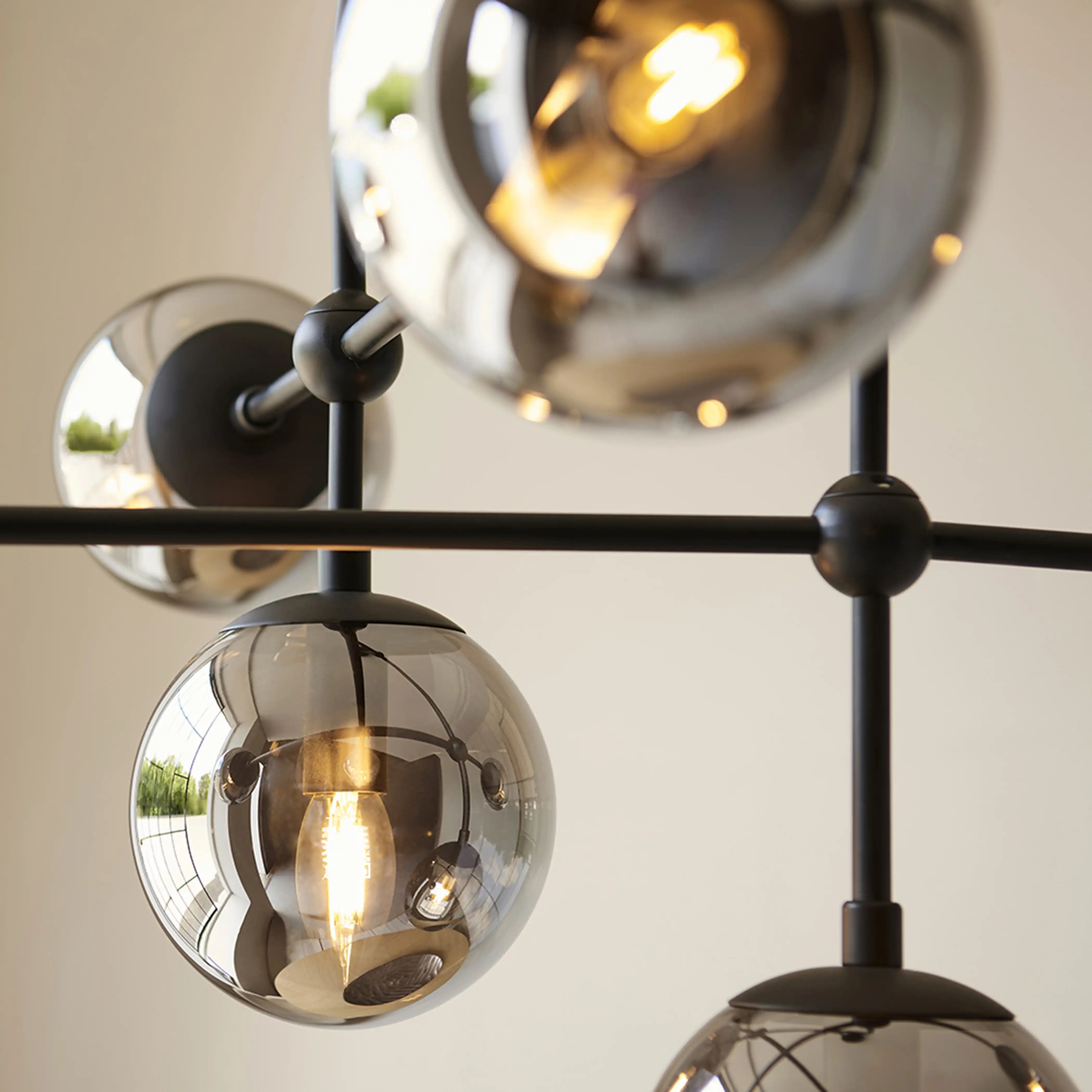 Niamh 6 Light Pendant Light | Smokey Grey & Black - Image 7