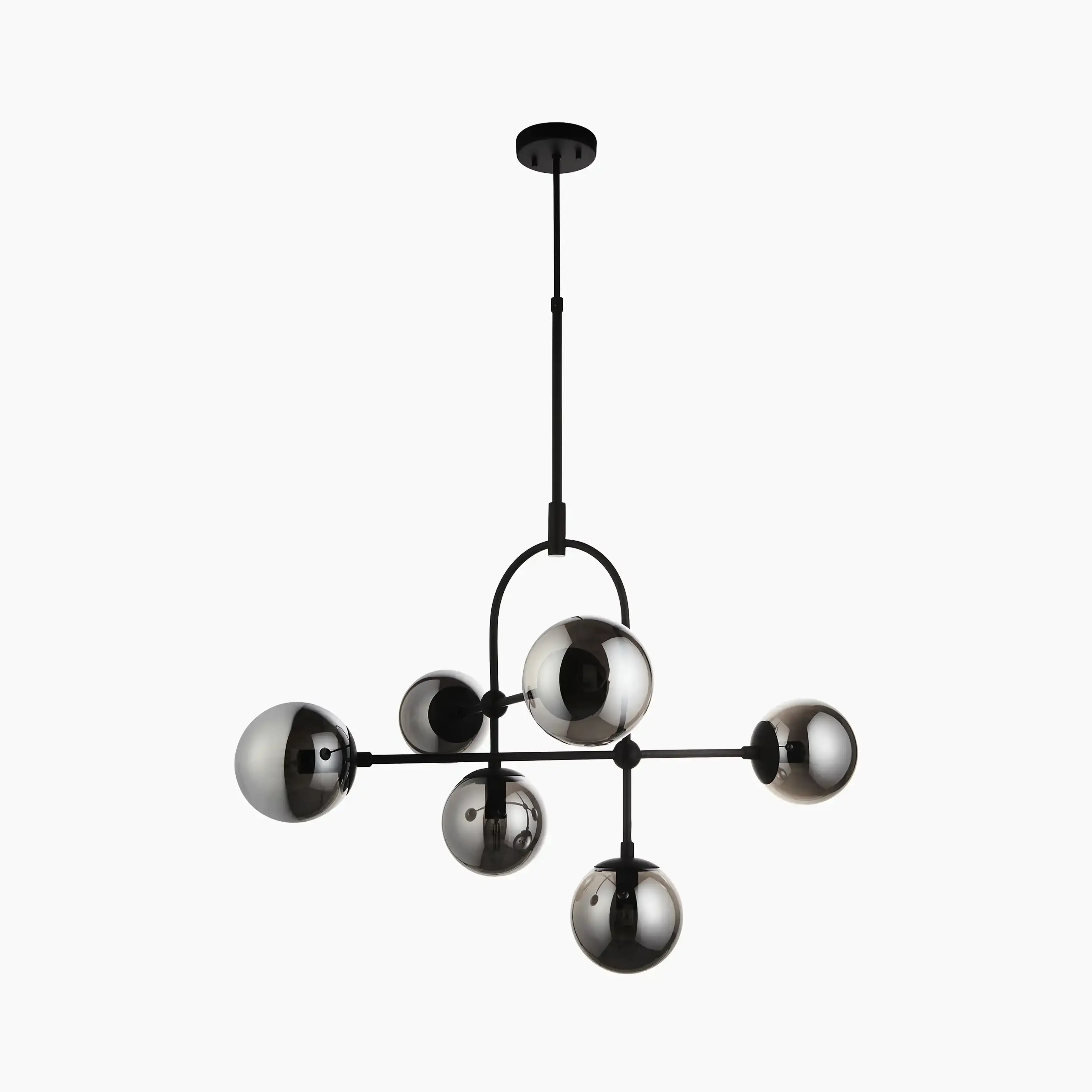 Niamh 6 Light Pendant Light | Smokey Grey & Black - Image 9