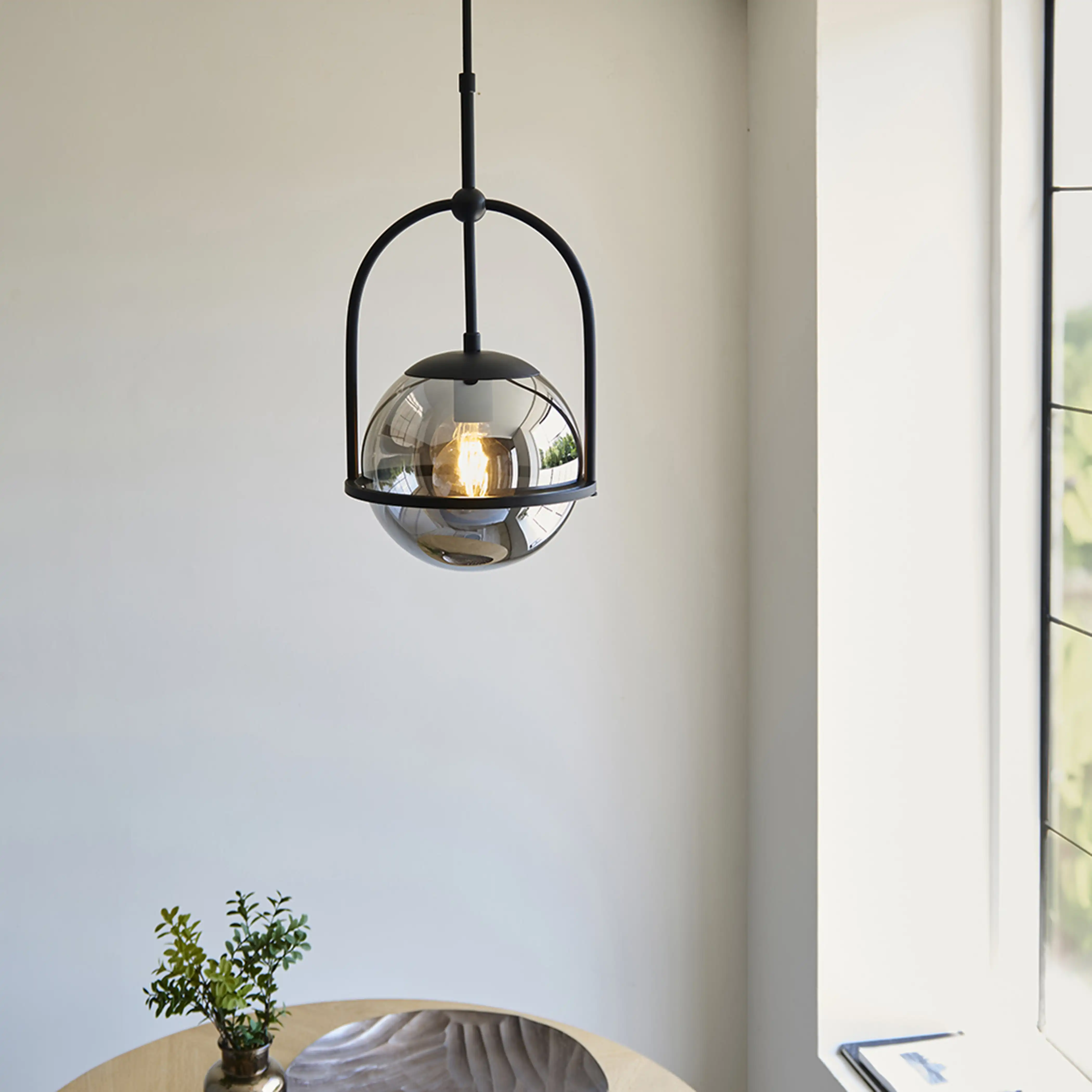 Niamh Pendant Light | Smokey Grey & Black - Image 4