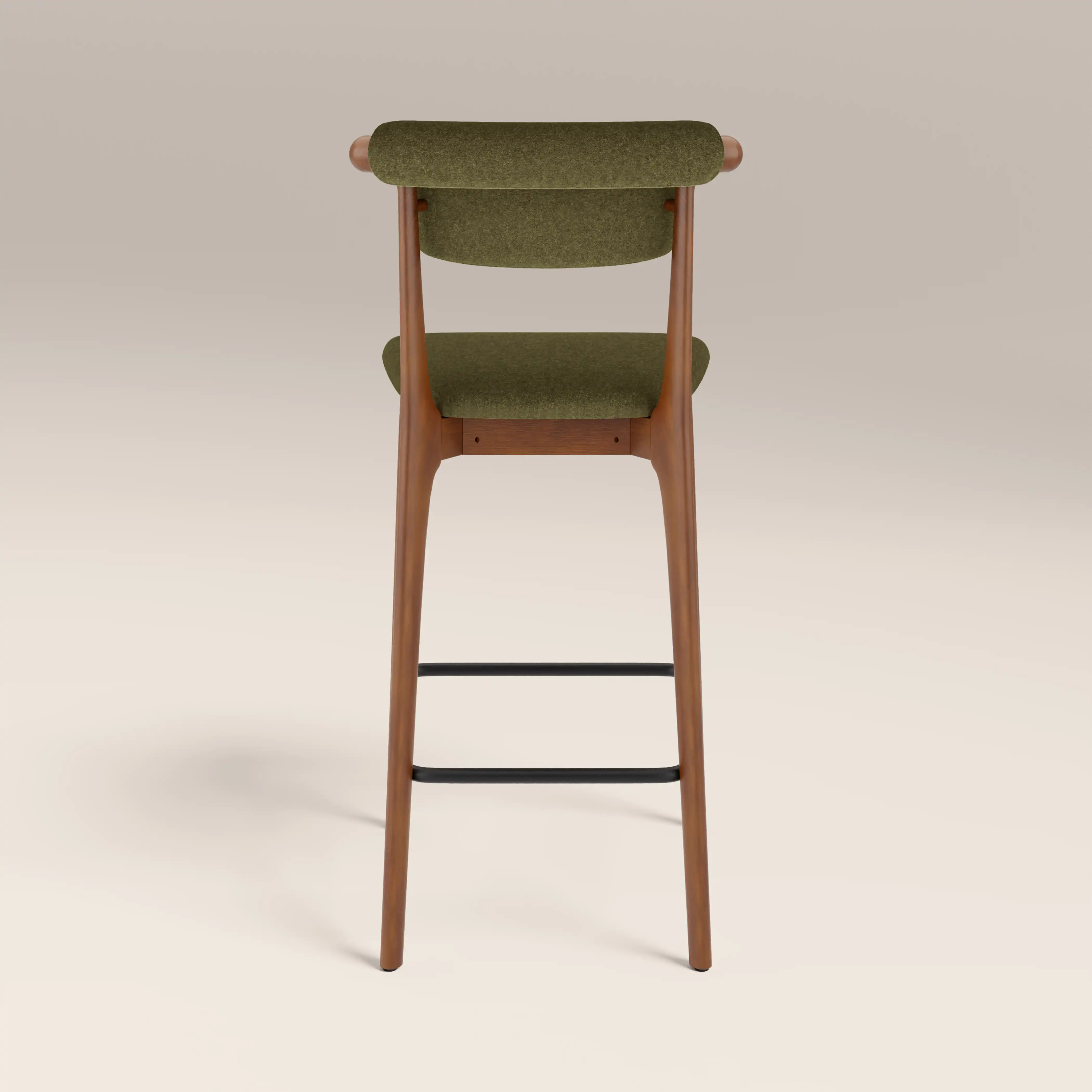 Nobu Bar Stool | Moss Green Sustainable Mohair Velvet & Walnut - Image 6