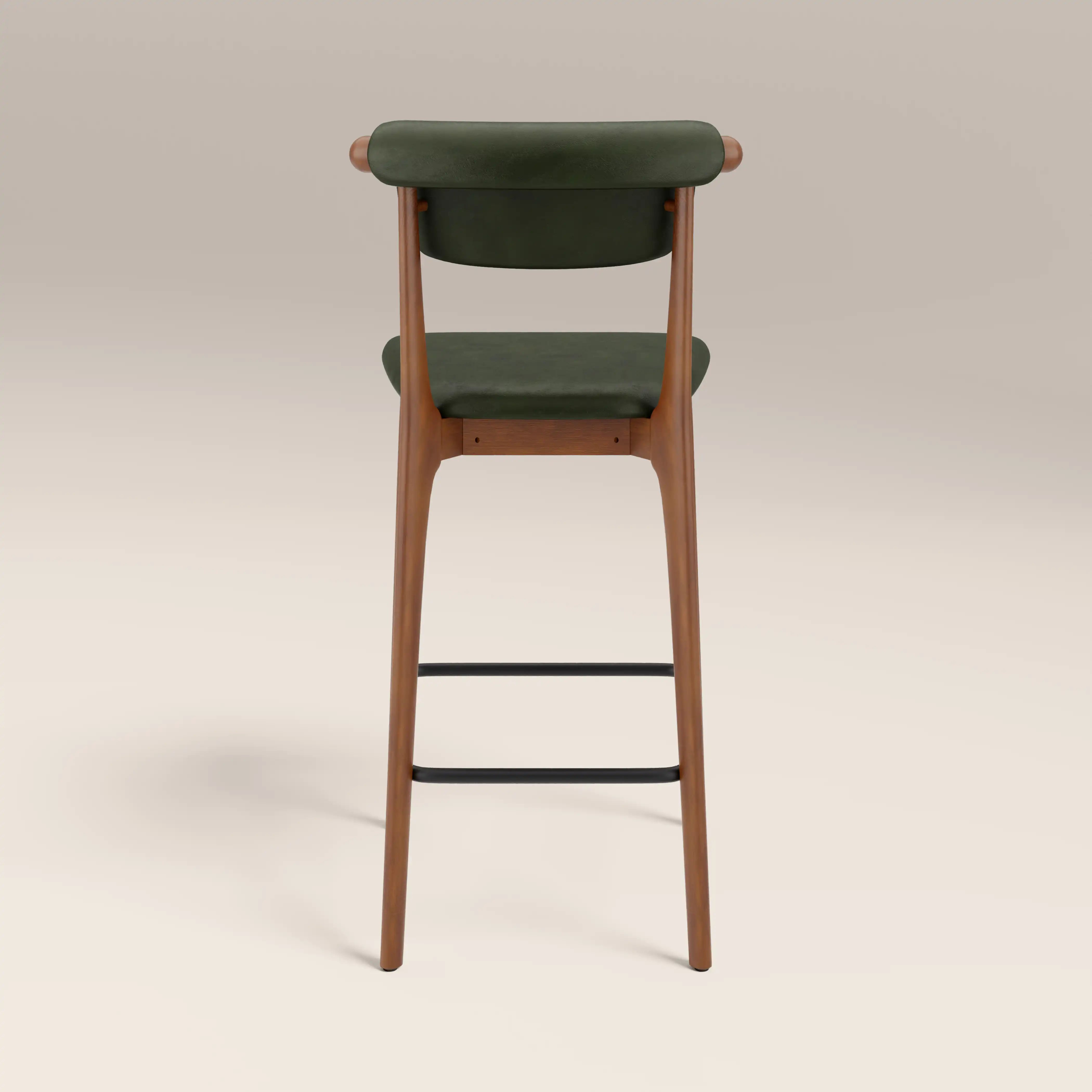Nobu Bar Stool | Vintage Green Faux Leather & Walnut - Image 6