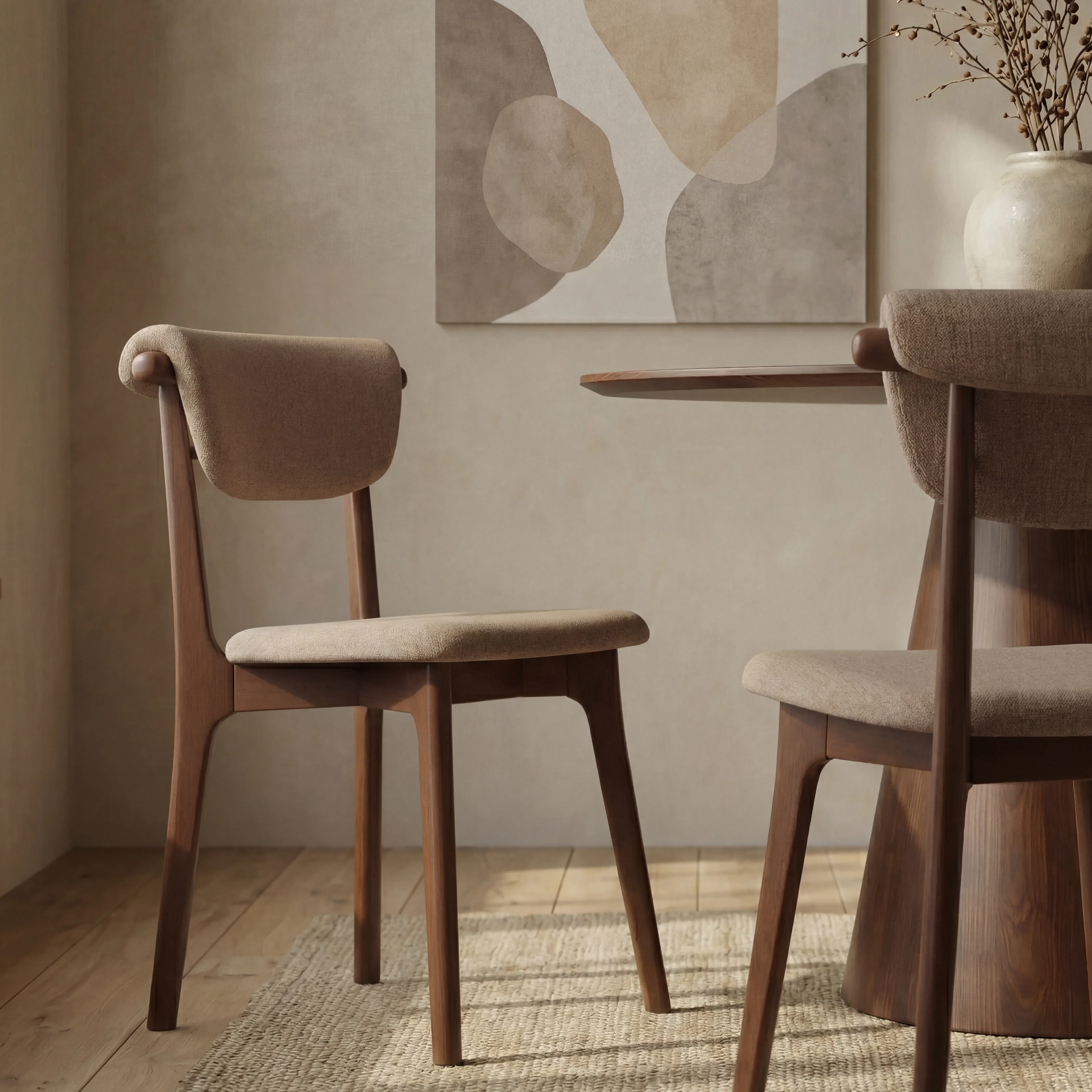 Nobu Dining Chair | Latte Sustainable Fabric & Walnut - Image 2