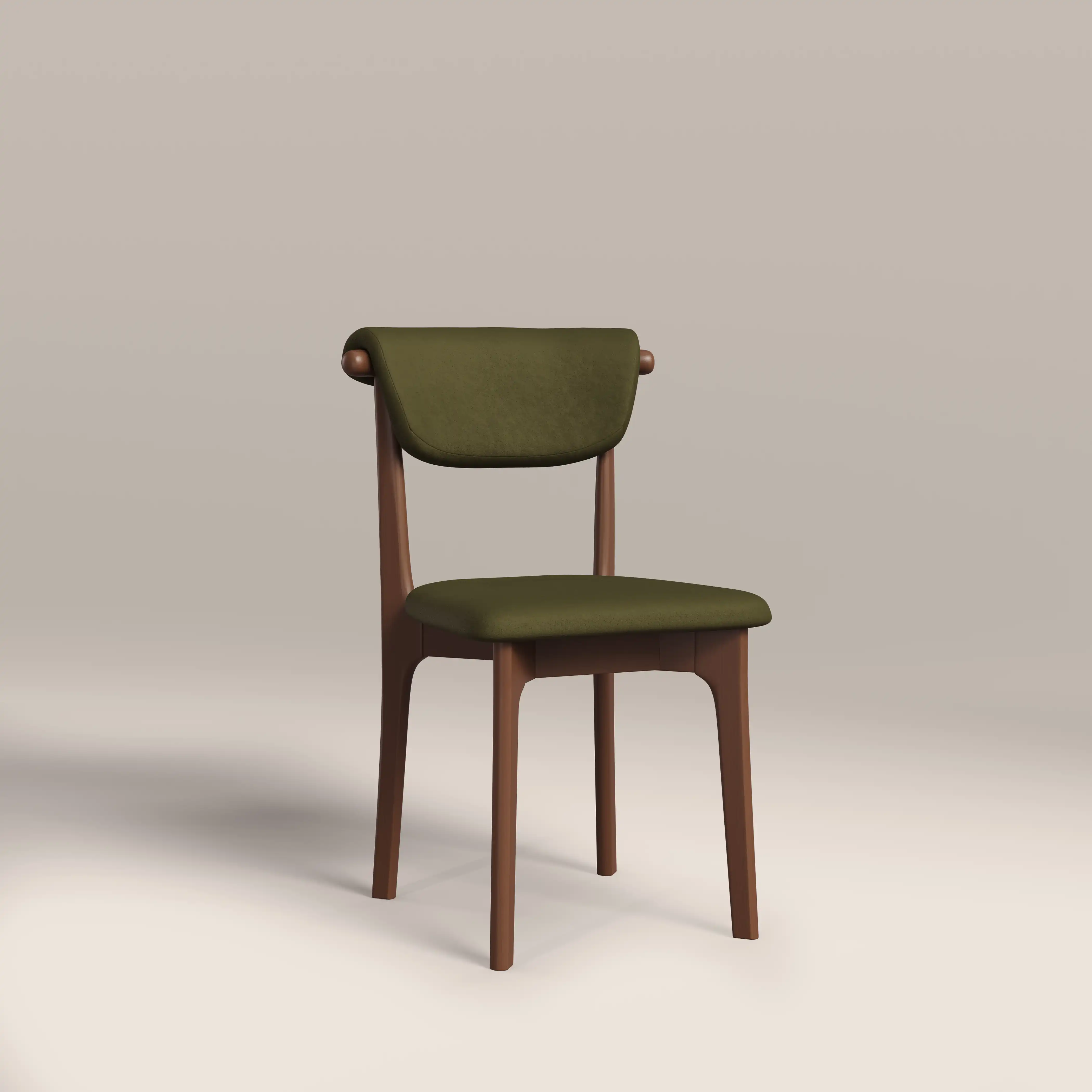 Nobu Dining Chair | Moss Green Sustainable Mohair Velvet & Walnut - Image 2