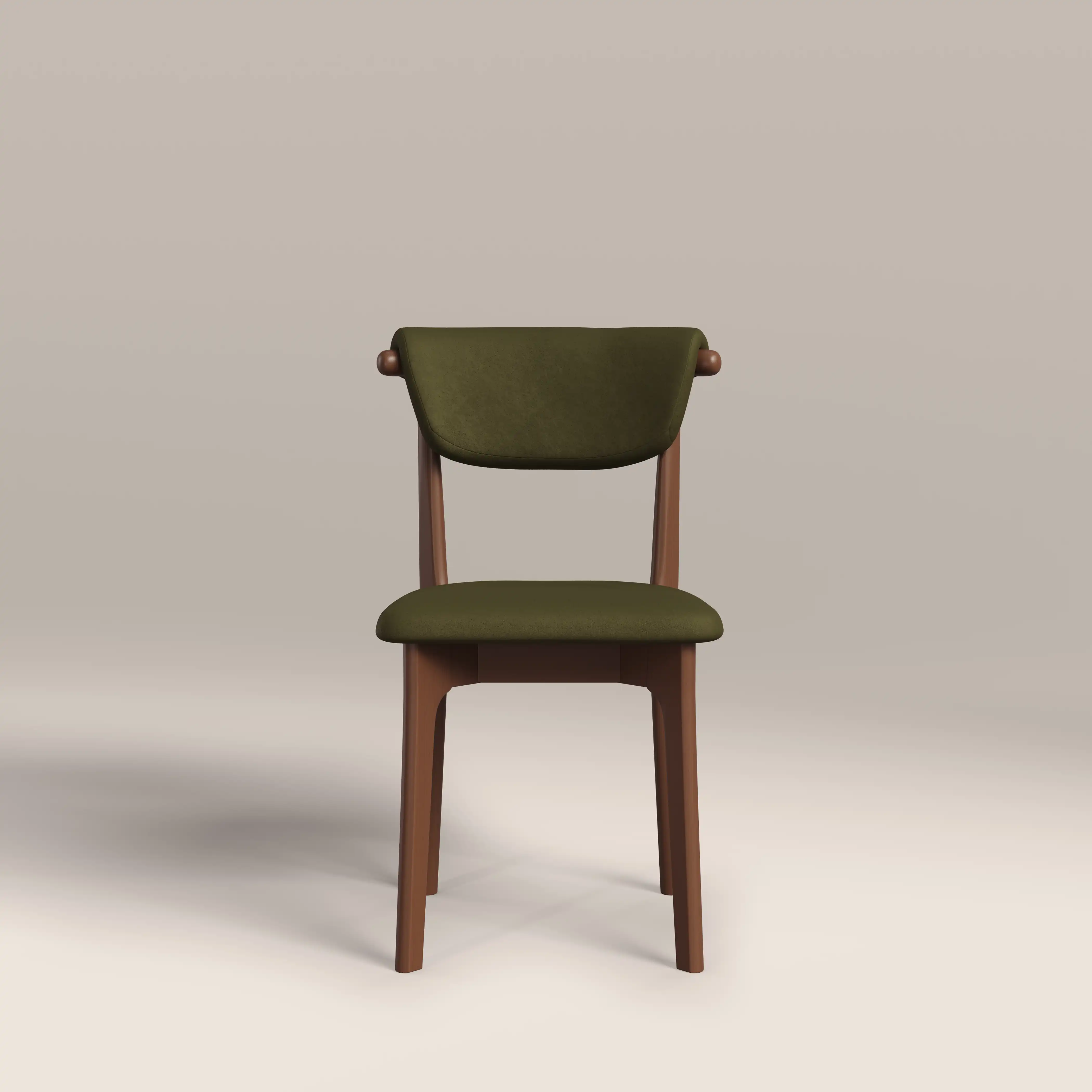 Nobu Dining Chair | Moss Green Sustainable Mohair Velvet & Walnut - Image 3