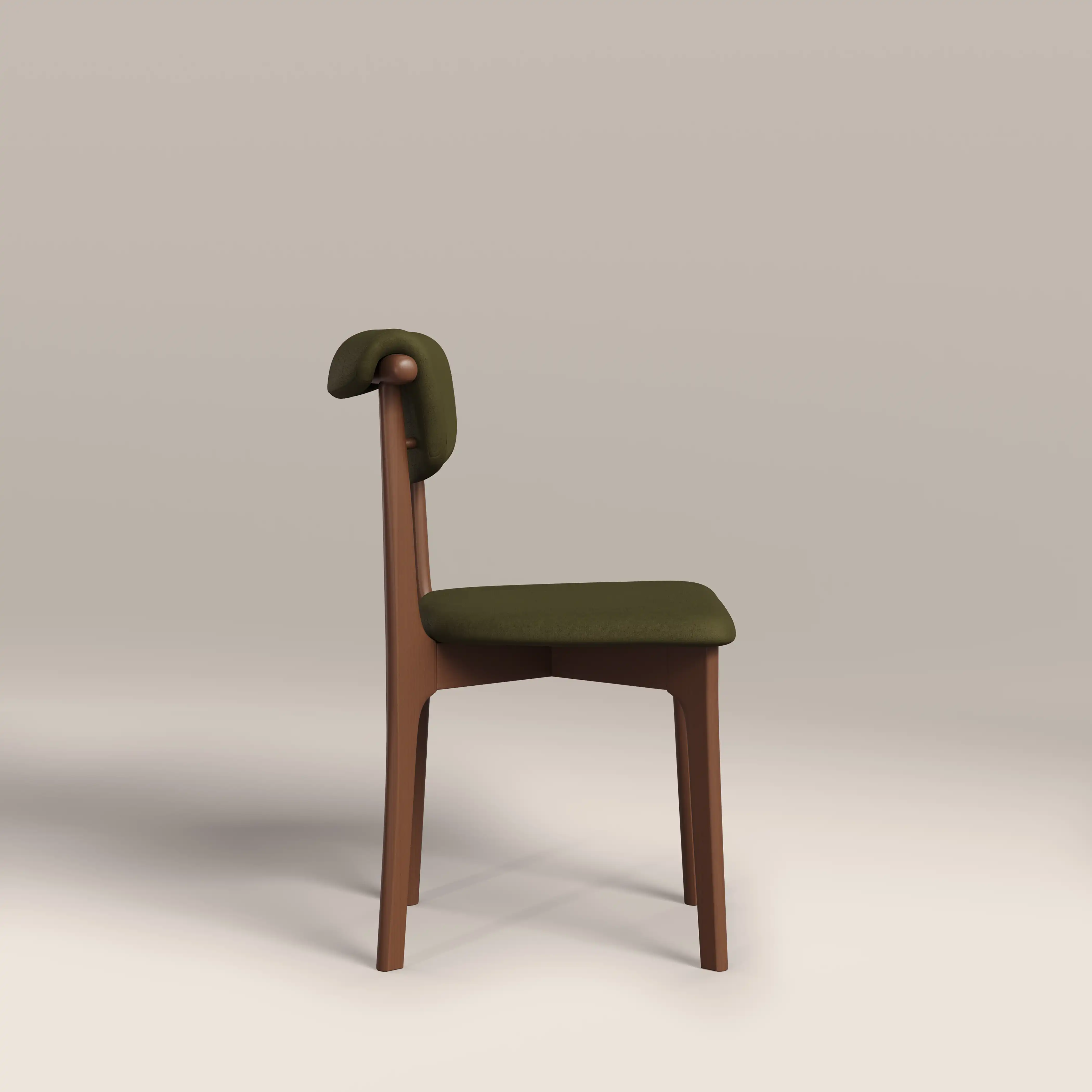 Nobu Dining Chair | Moss Green Sustainable Mohair Velvet & Walnut - Image 5