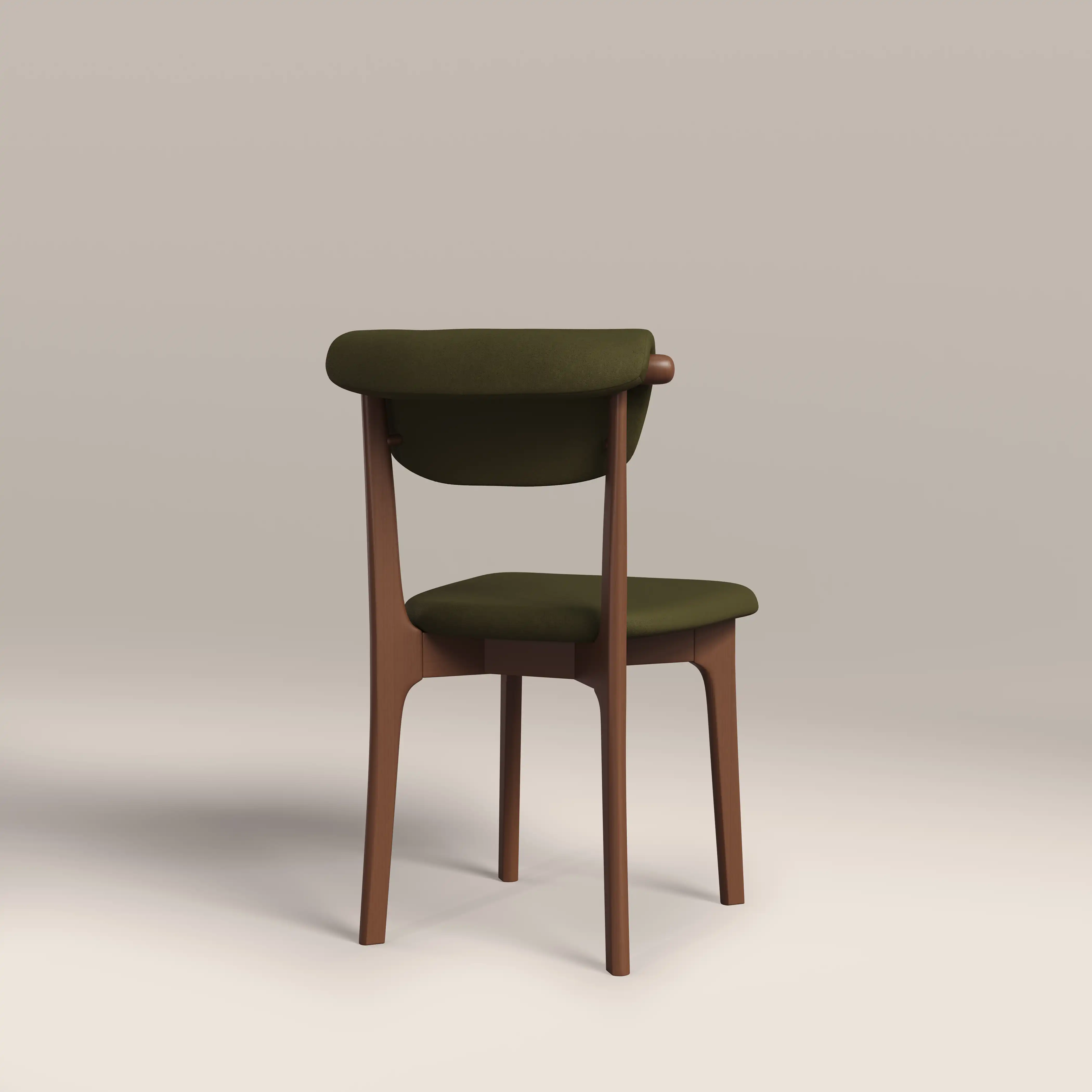 Nobu Dining Chair | Moss Green Sustainable Mohair Velvet & Walnut - Image 6