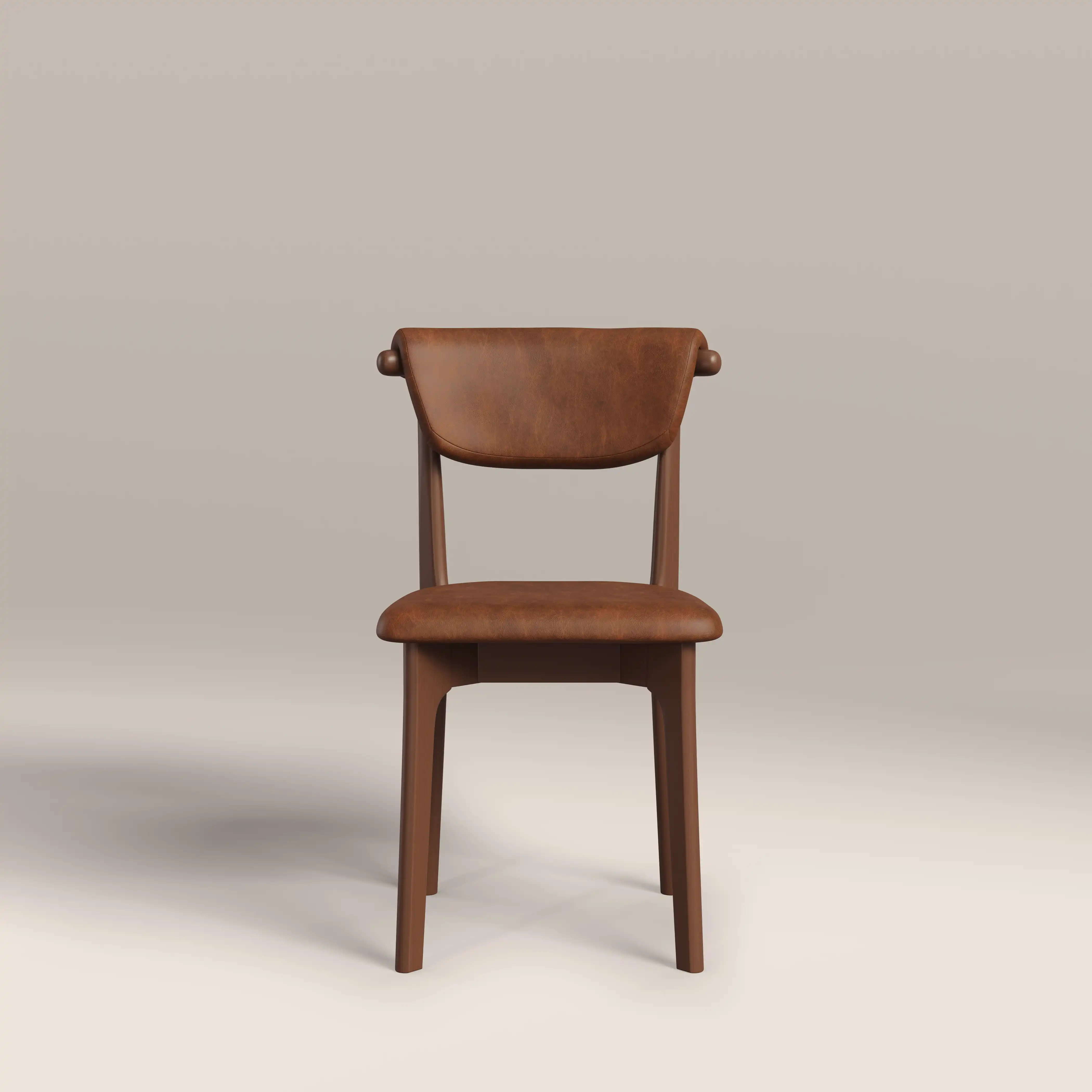 Nobu Dining Chair | Vintage Tan Faux Leather & Walnut - Image 2