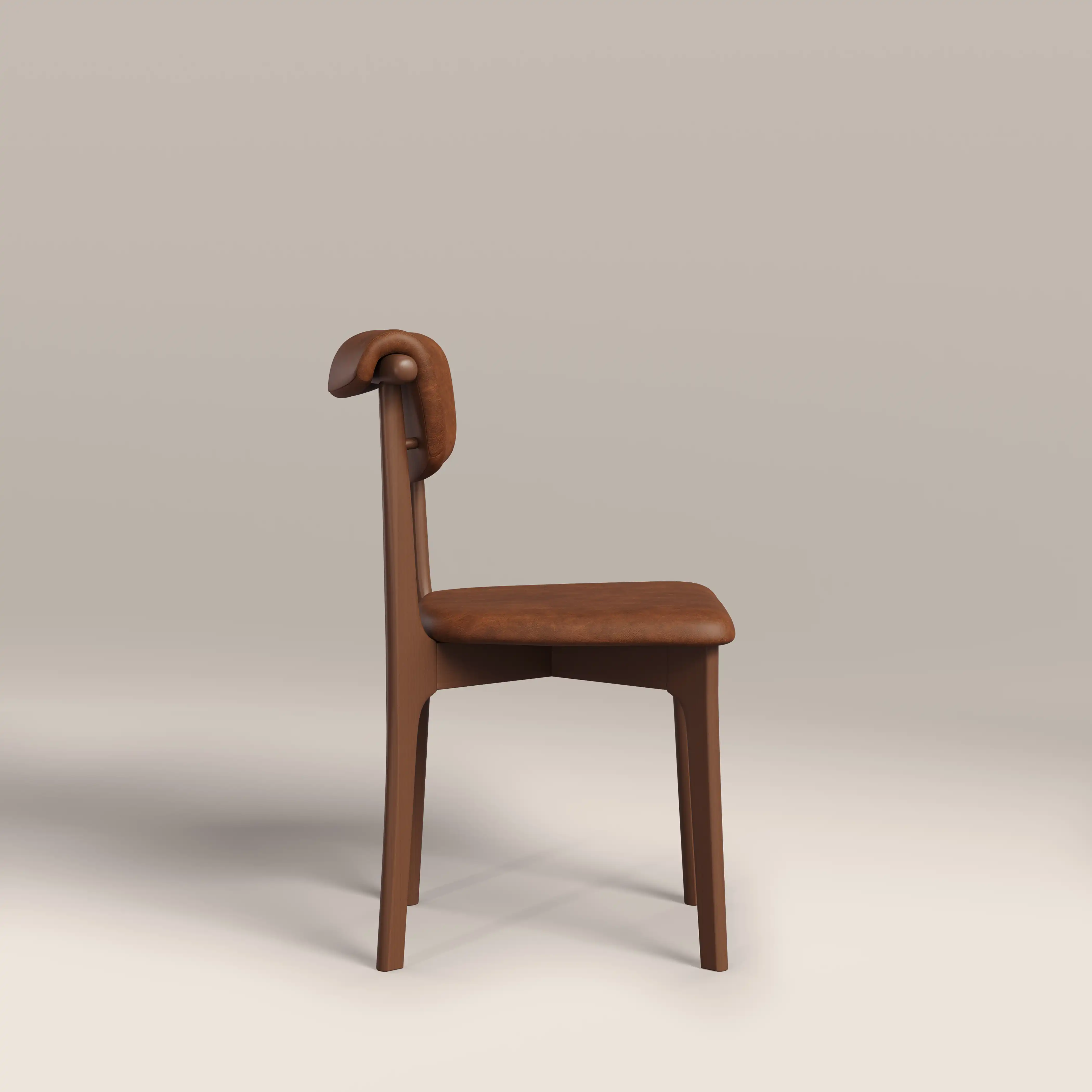 Nobu Dining Chair | Vintage Tan Faux Leather & Walnut - Image 4