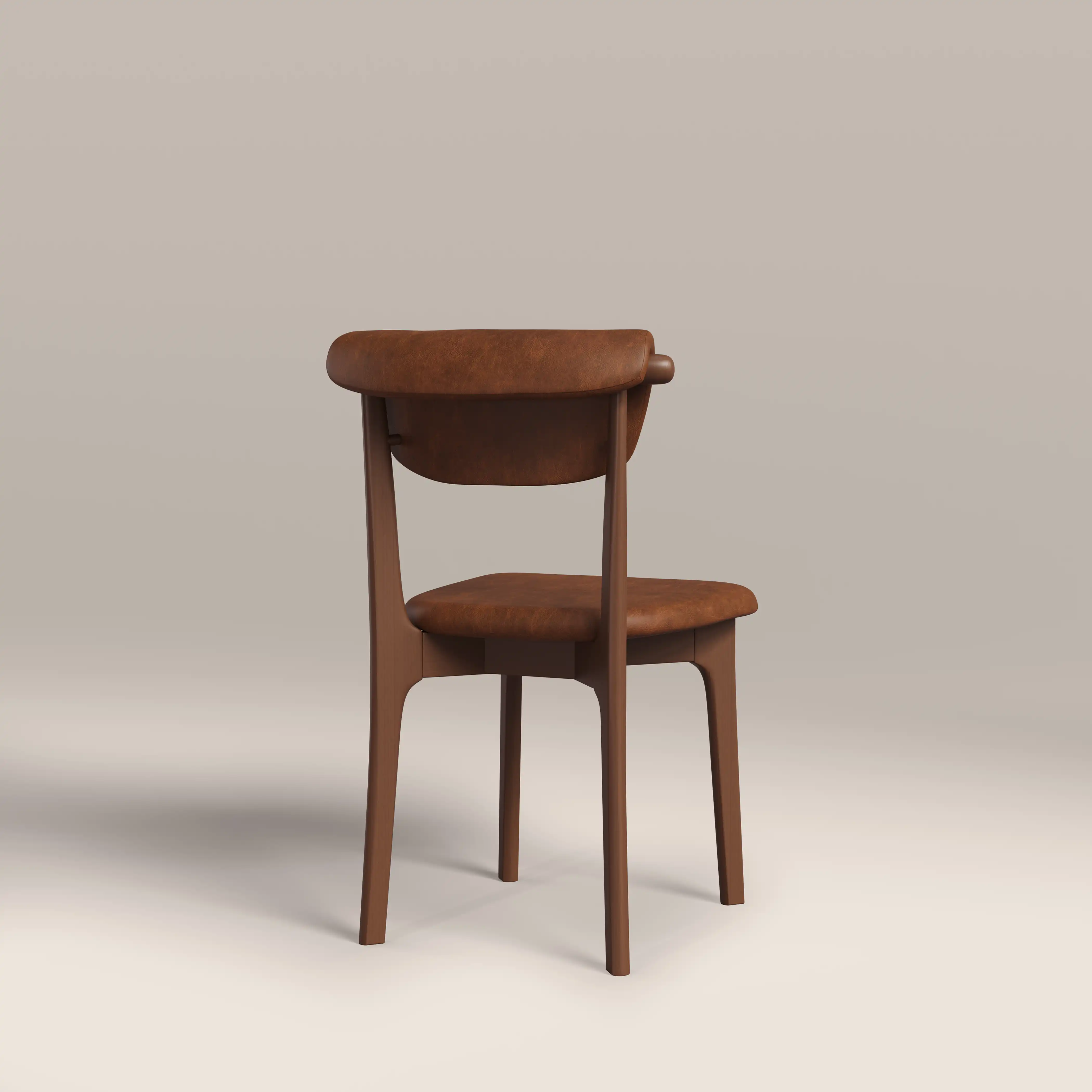 Nobu Dining Chair | Vintage Tan Faux Leather & Walnut - Image 5