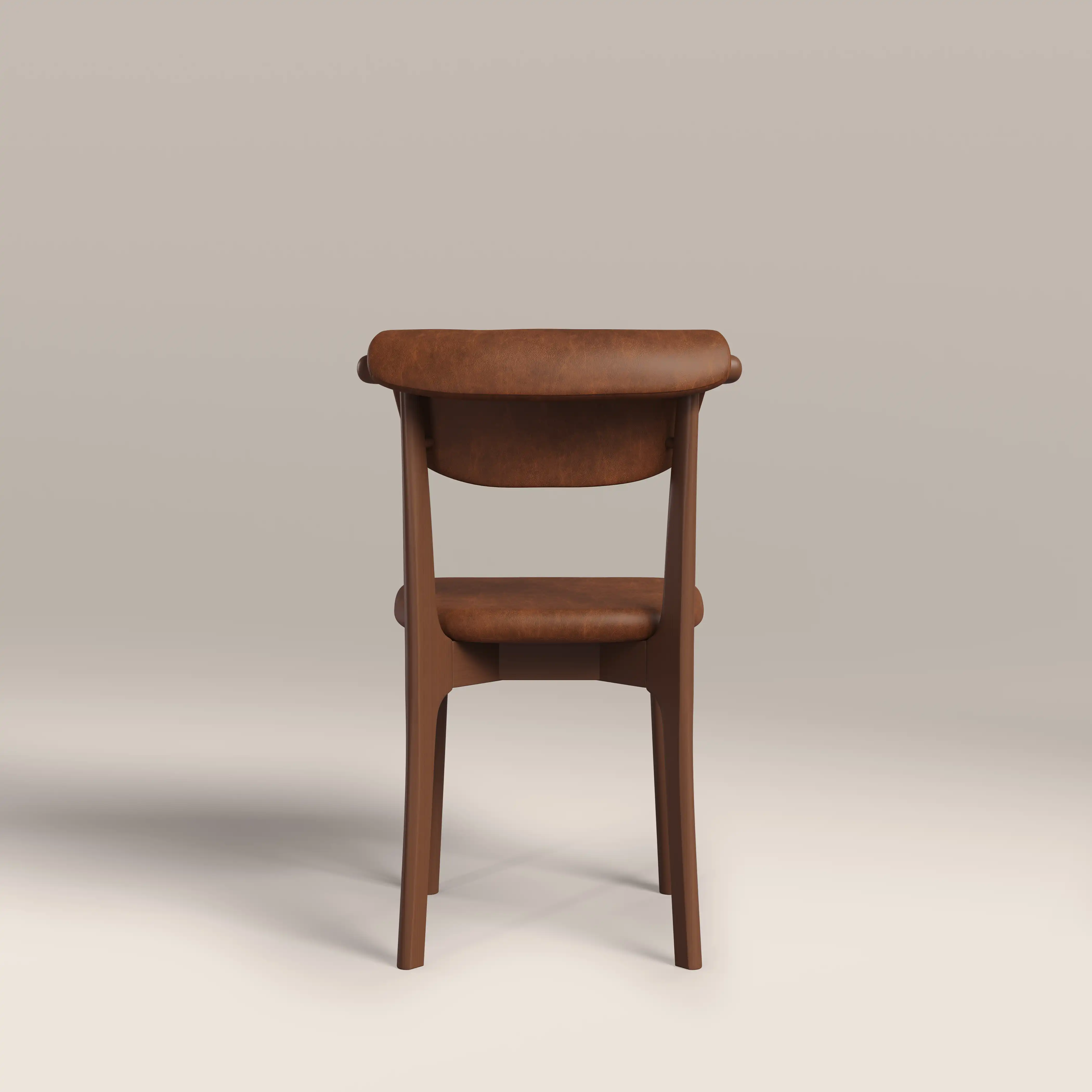 Nobu Dining Chair | Vintage Tan Faux Leather & Walnut - Image 6