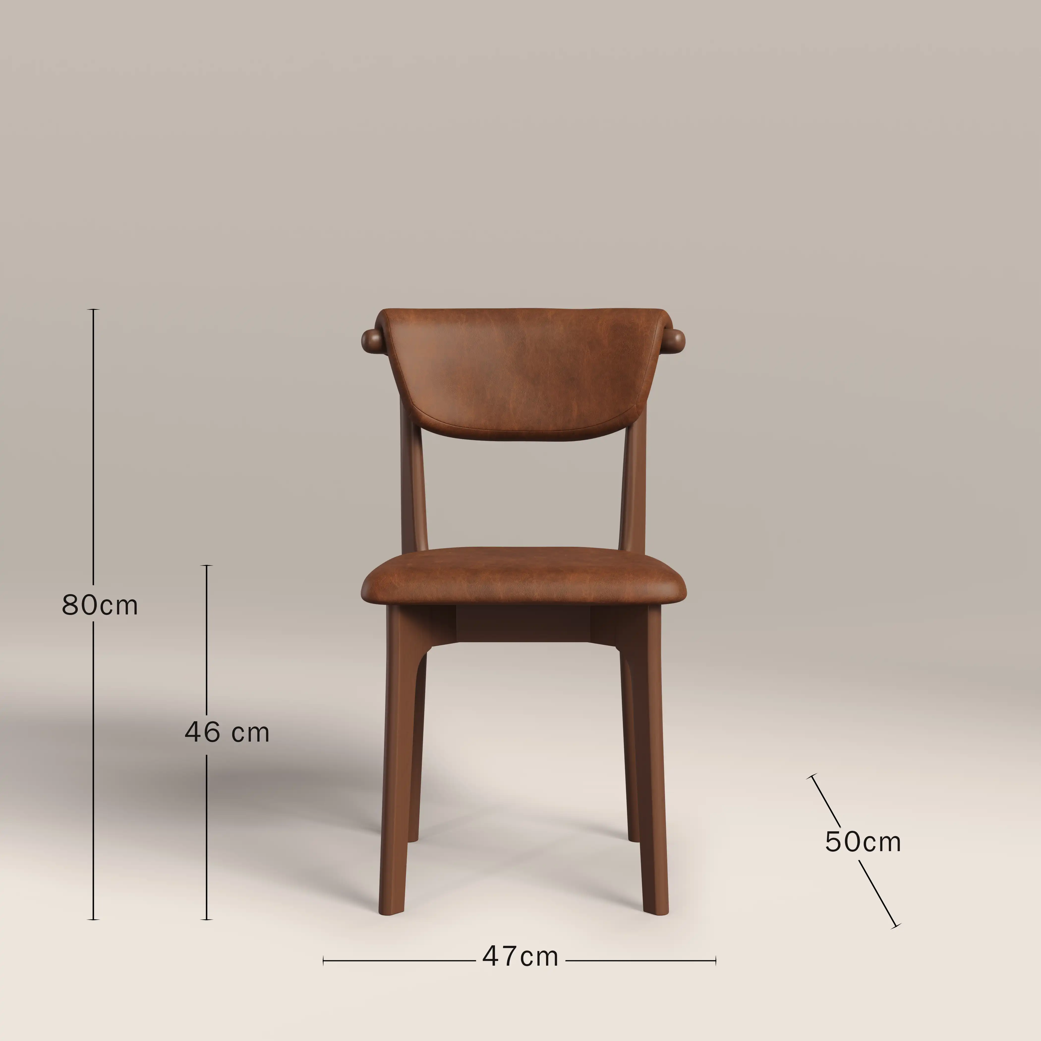 Nobu Dining Chair | Vintage Tan Faux Leather & Walnut - Image 7
