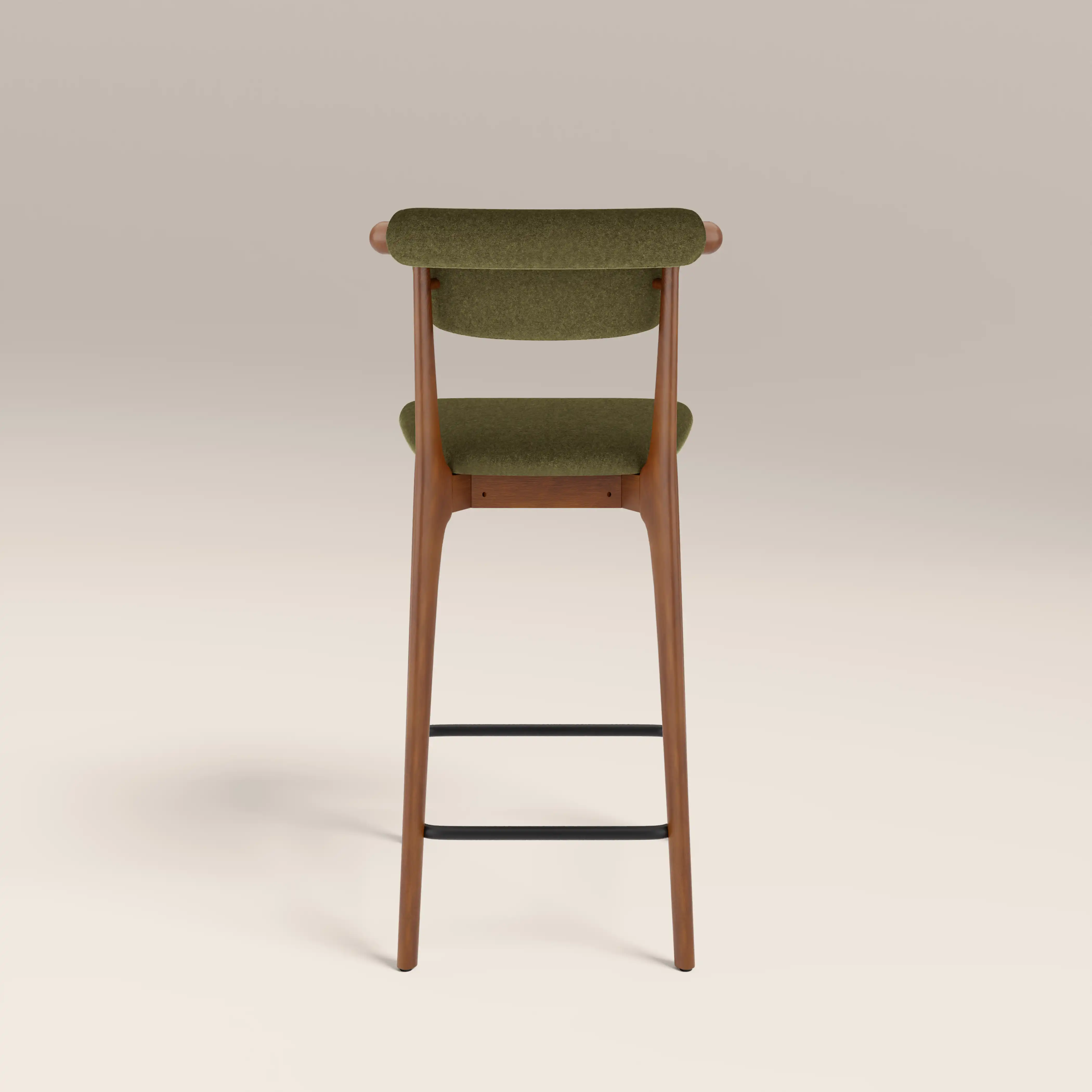 Nobu Kitchen Stool | Moss Green Sustainable Mohair Velvet & Walnut - Image 6