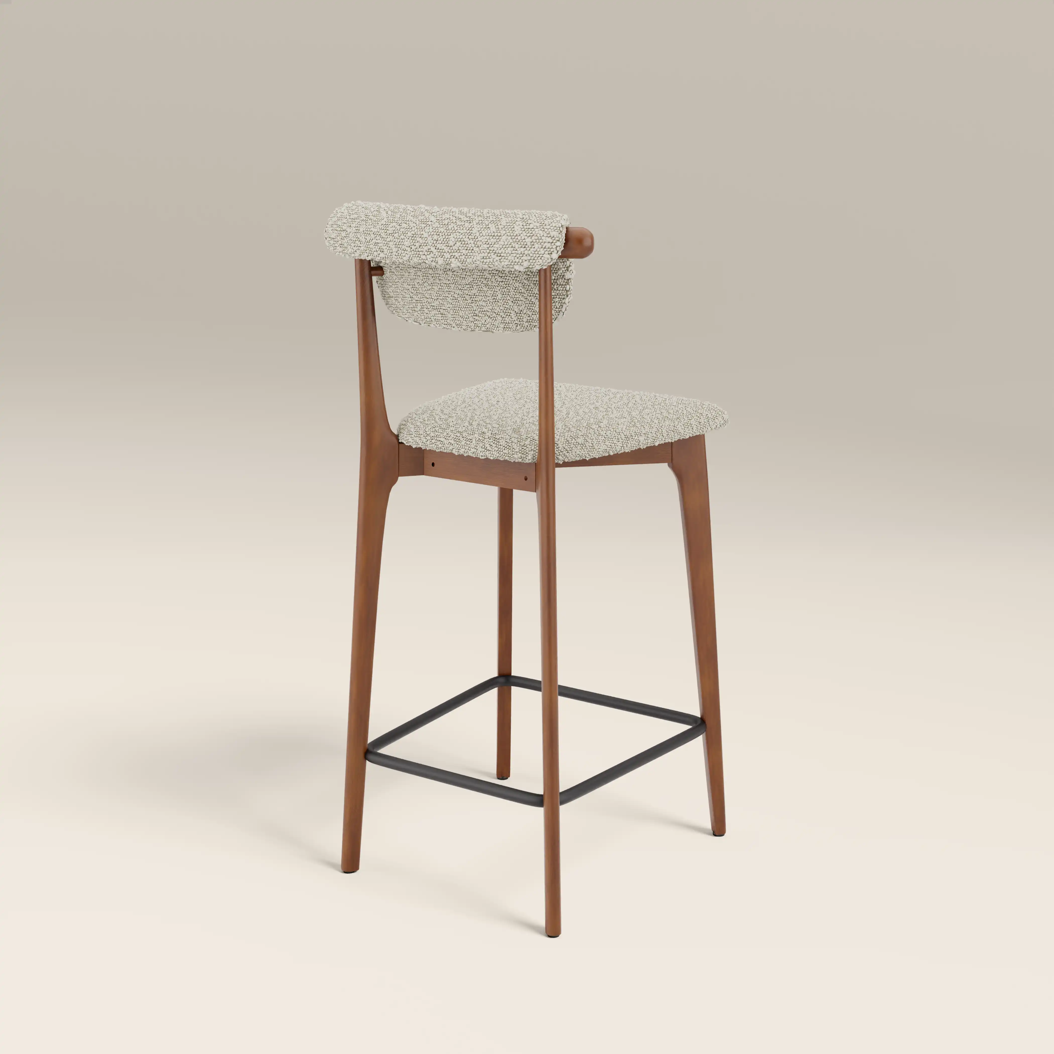 Nobu Kitchen Stool | Speckled Stone Sustainable Boucle & Walnut - Image 5