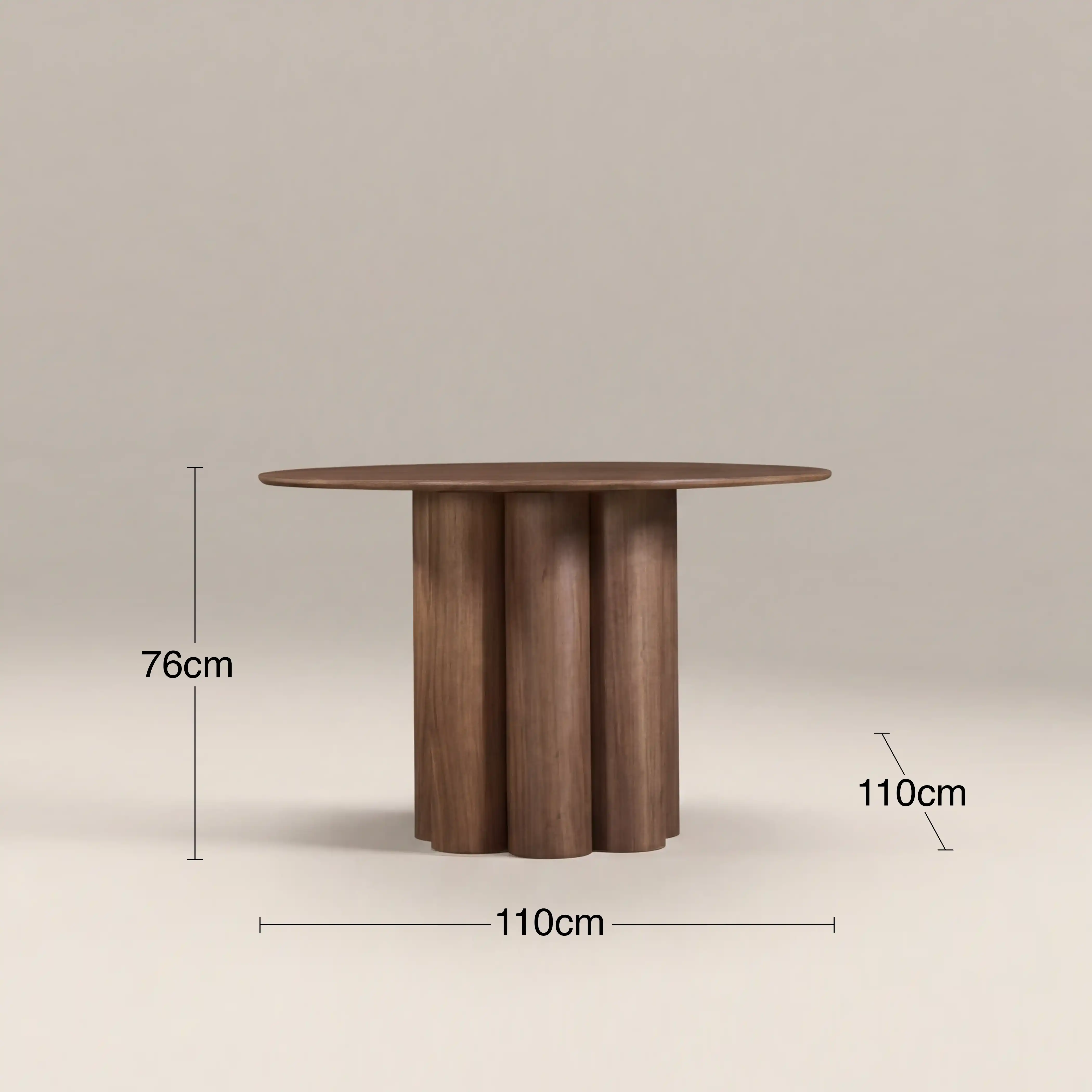 Noelle 4 Seat Round Wooden Dining Table | Walnut - Image 6