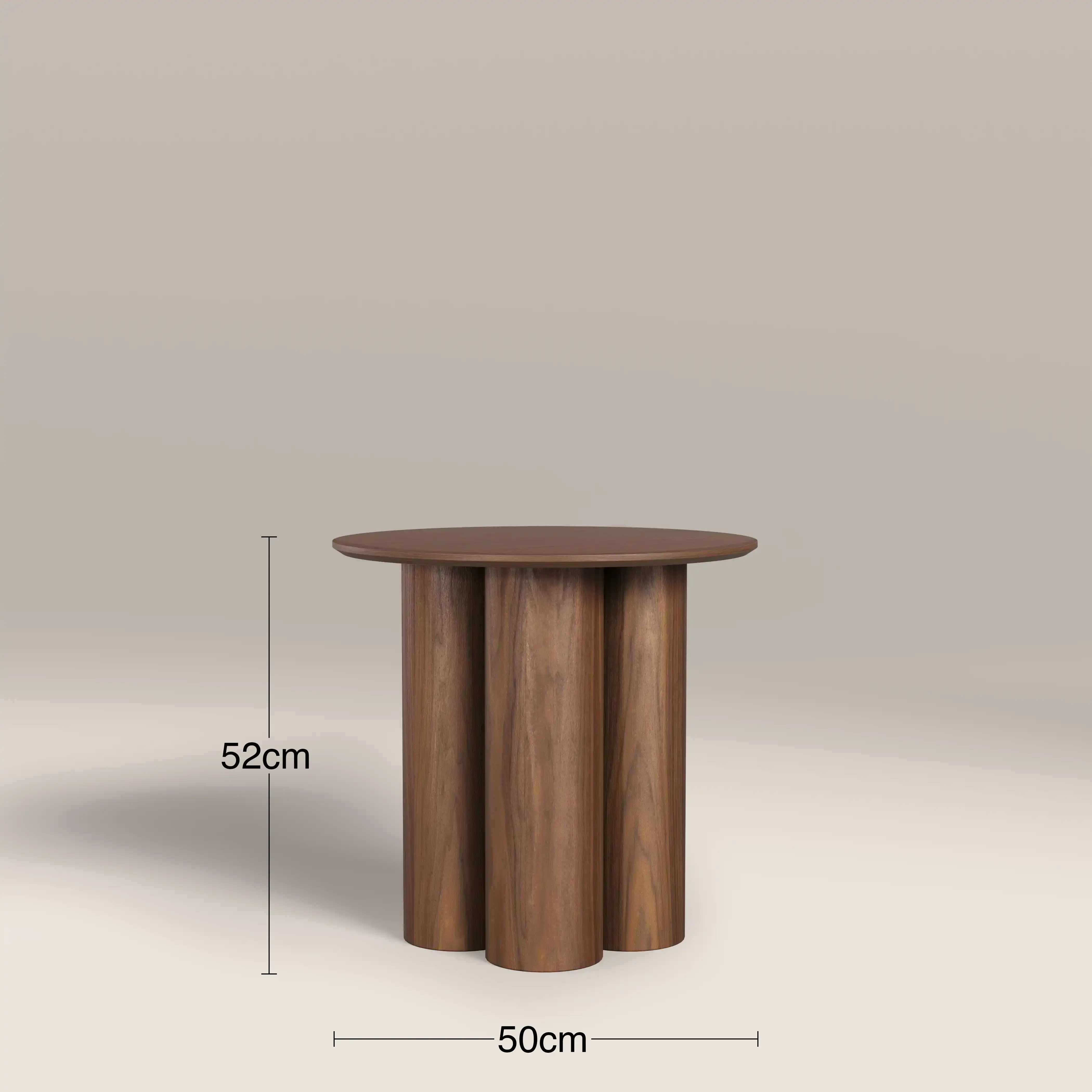 Noelle Round Wooden Side Table | Walnut - Image 4
