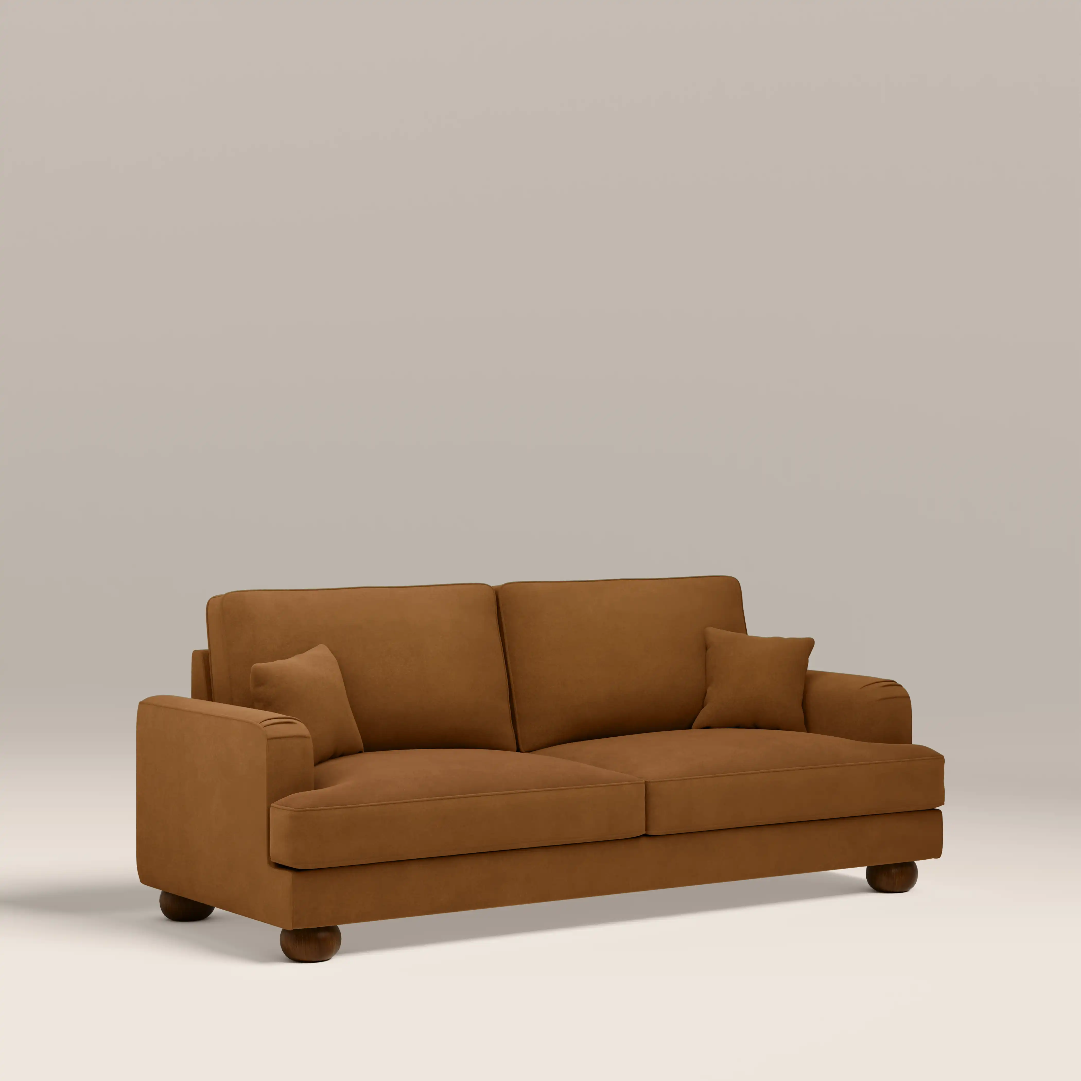Nola 3 Seater Sofa | Caramel Brown Sustainable Mohair Velvet - Image 2