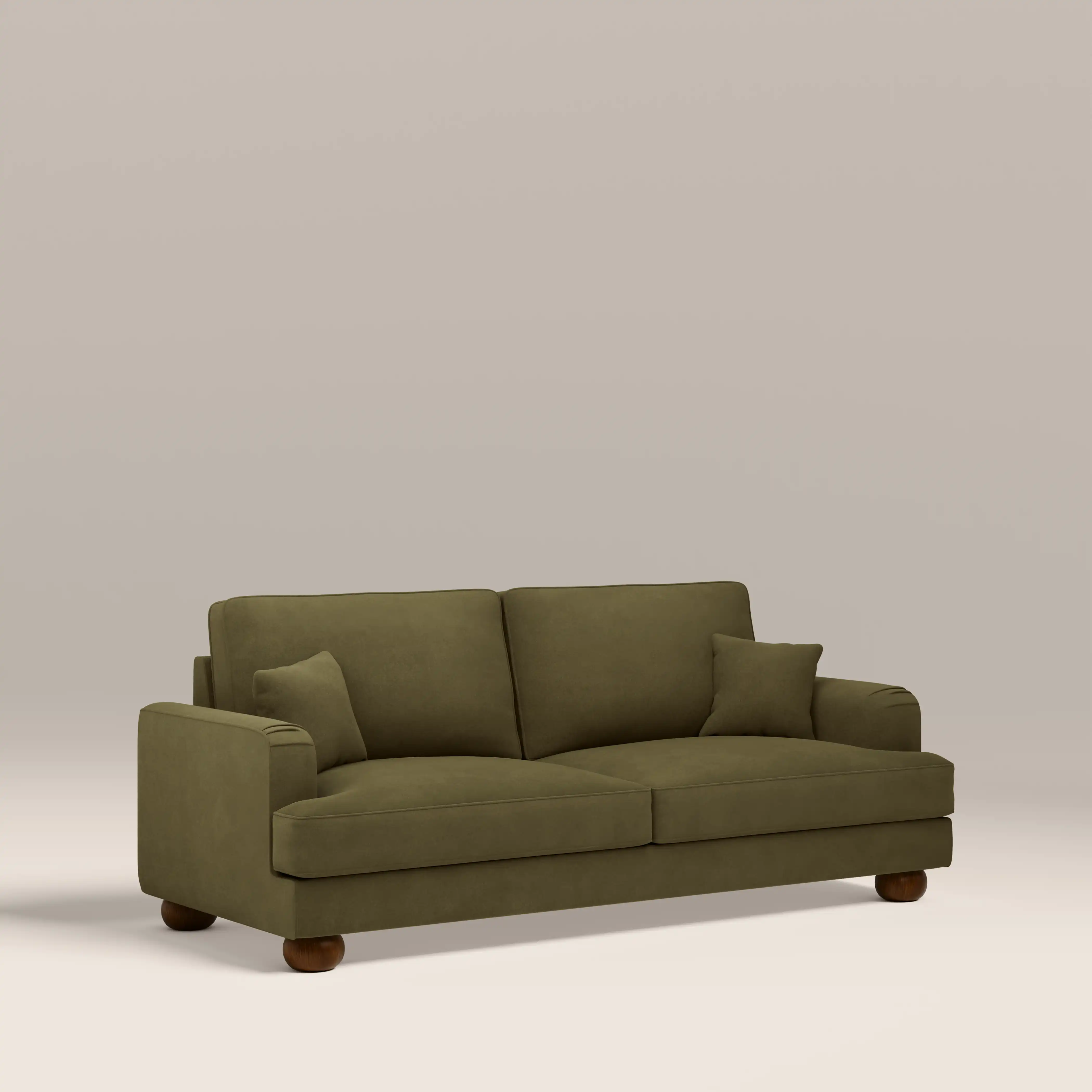 Nola 3 Seater Sofa | Moss Green Sustainable Mohair Velvet - Image 2