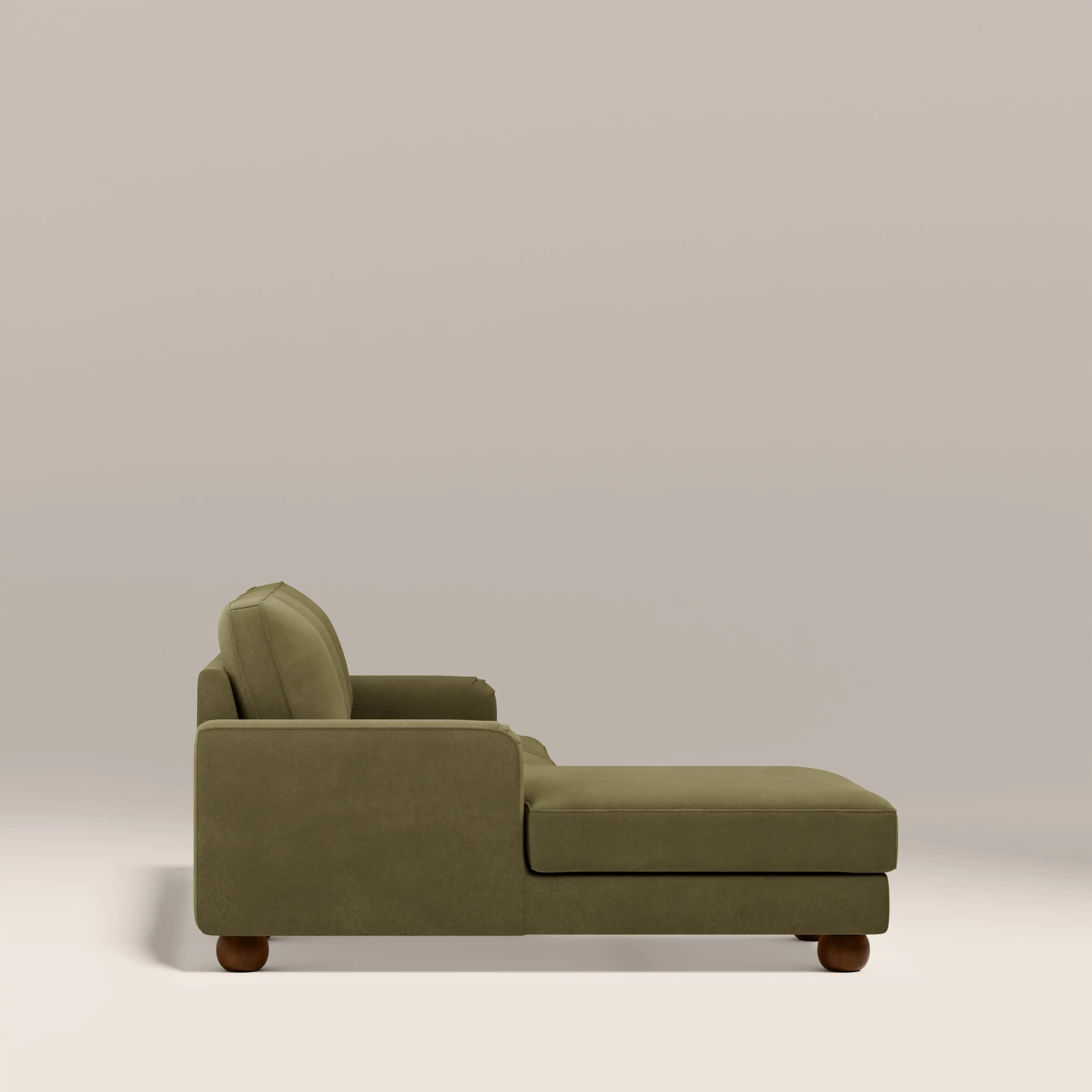 Nola Left Hand Chaise Sofa | Moss Green Sustainable Mohair Velvet - Image 4
