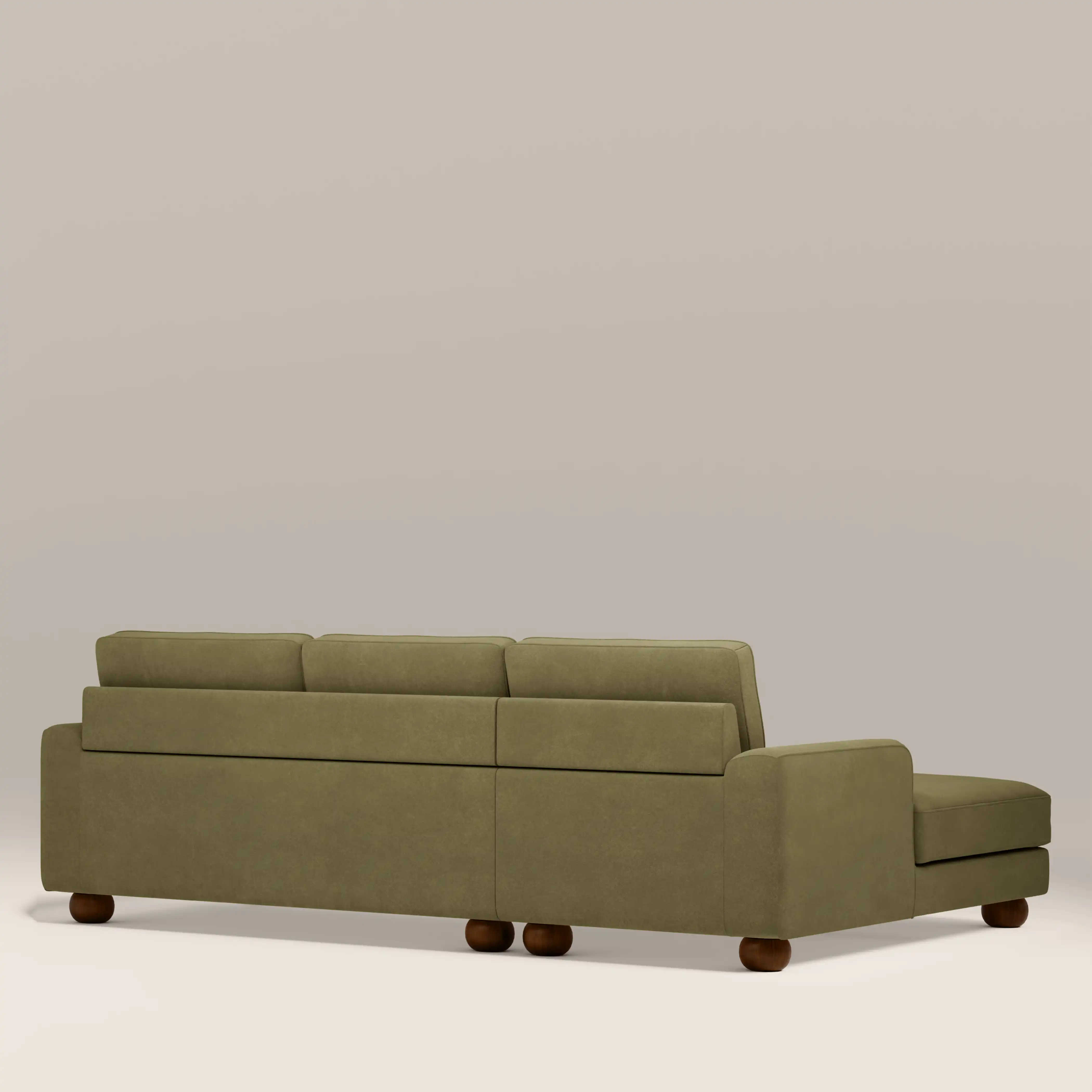 Nola Left Hand Chaise Sofa | Moss Green Sustainable Mohair Velvet - Image 5