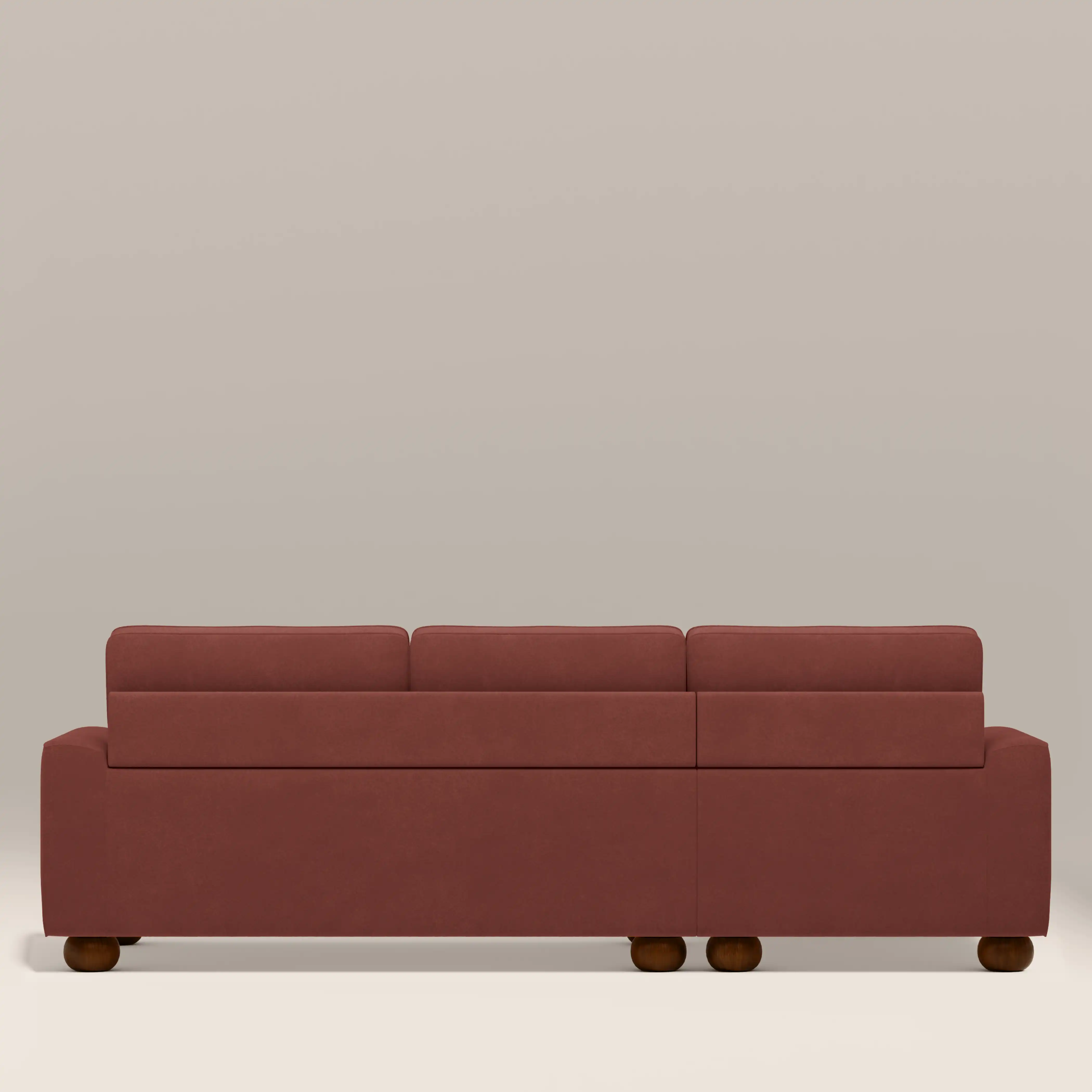 Nola Left Hand Chaise Sofa | Rust Red Sustainable Velvet - Image 6