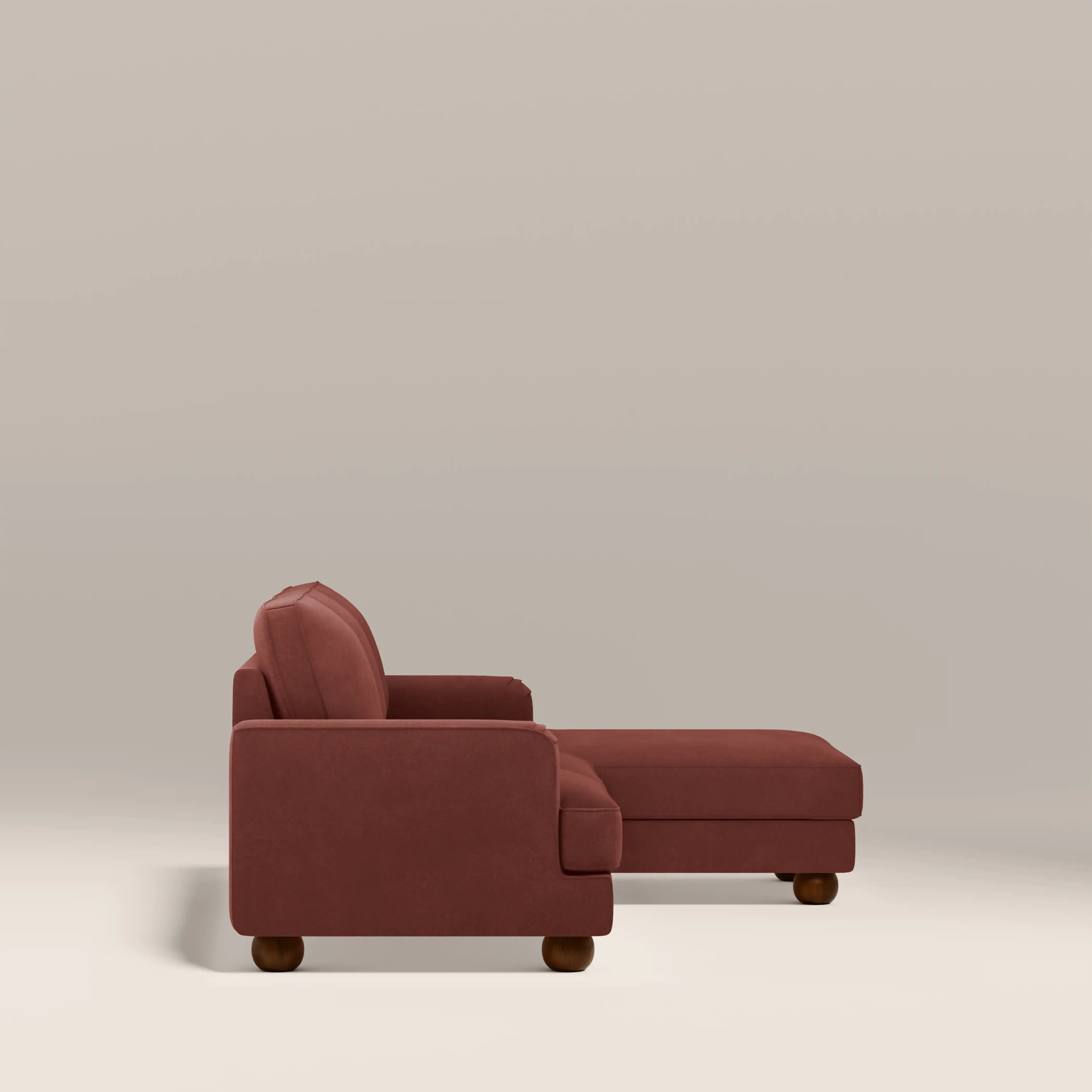 Nola Right Hand Chaise Sofa | Rust Red Sustainable Velvet - Image 4