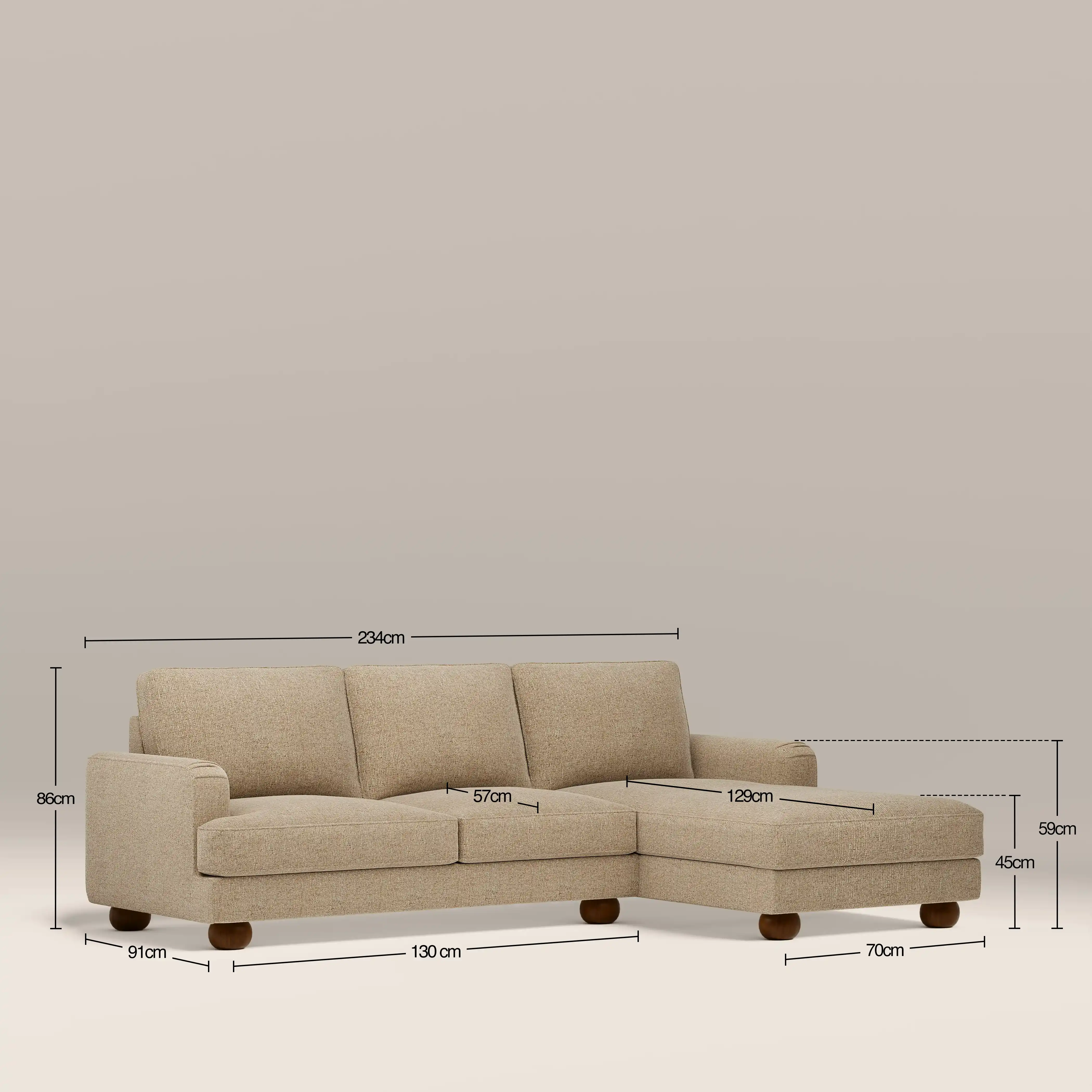 Nola Right Hand Chaise Sofa | Speckled Latte Boucle - Image 7