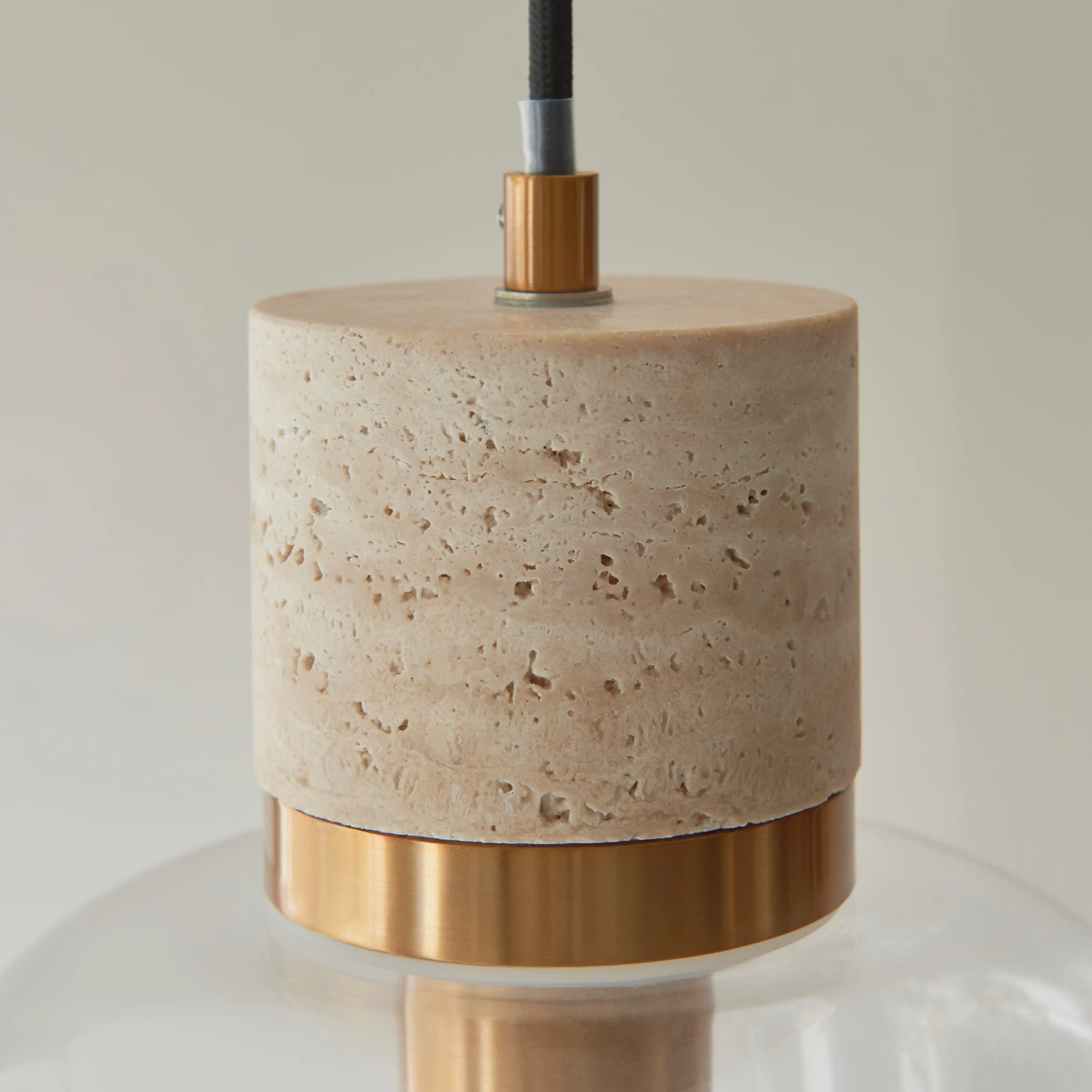 Nolan Pendant Light | Natural Travertine & Brass - Image 3
