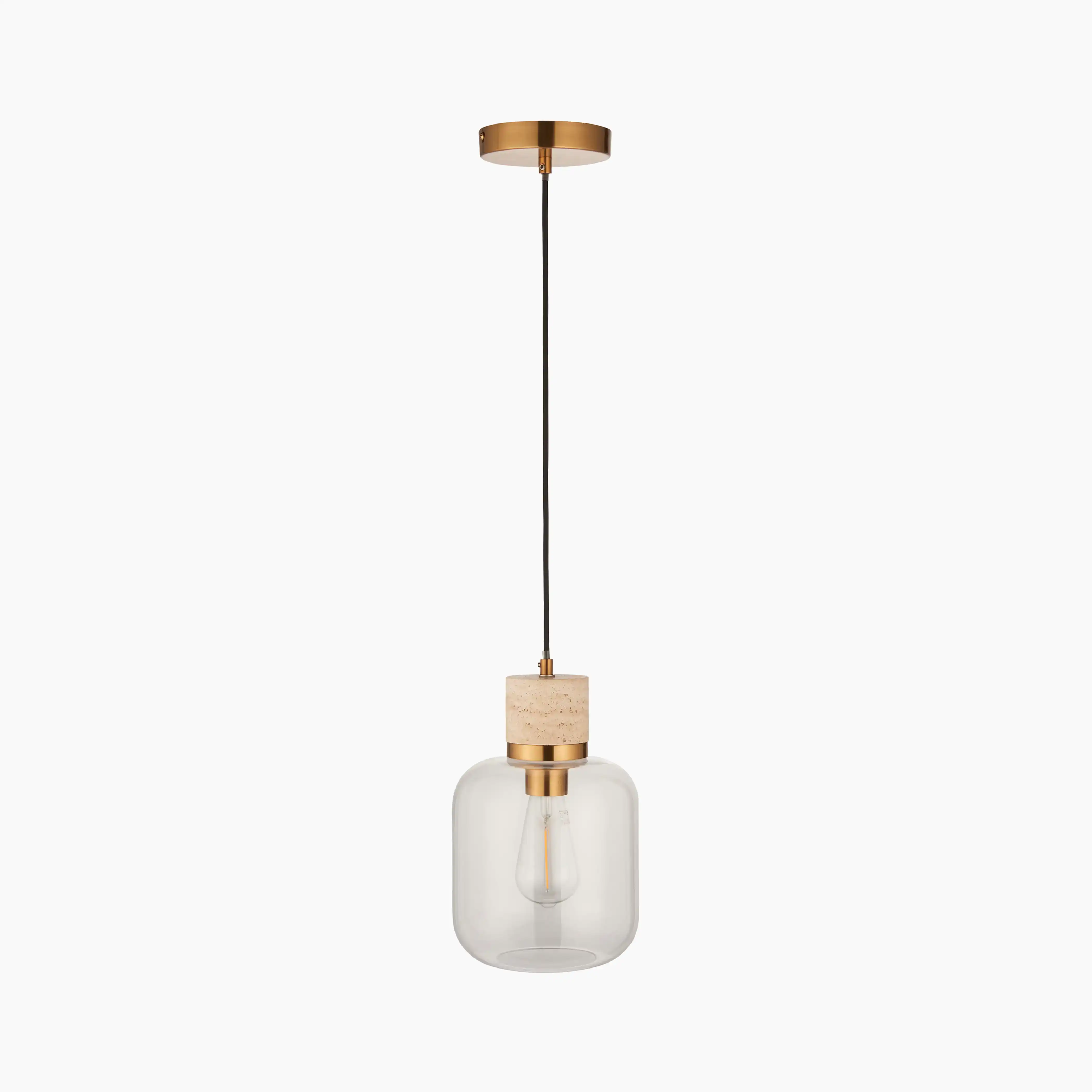 Nolan Pendant Light | Natural Travertine & Brass - Image 4