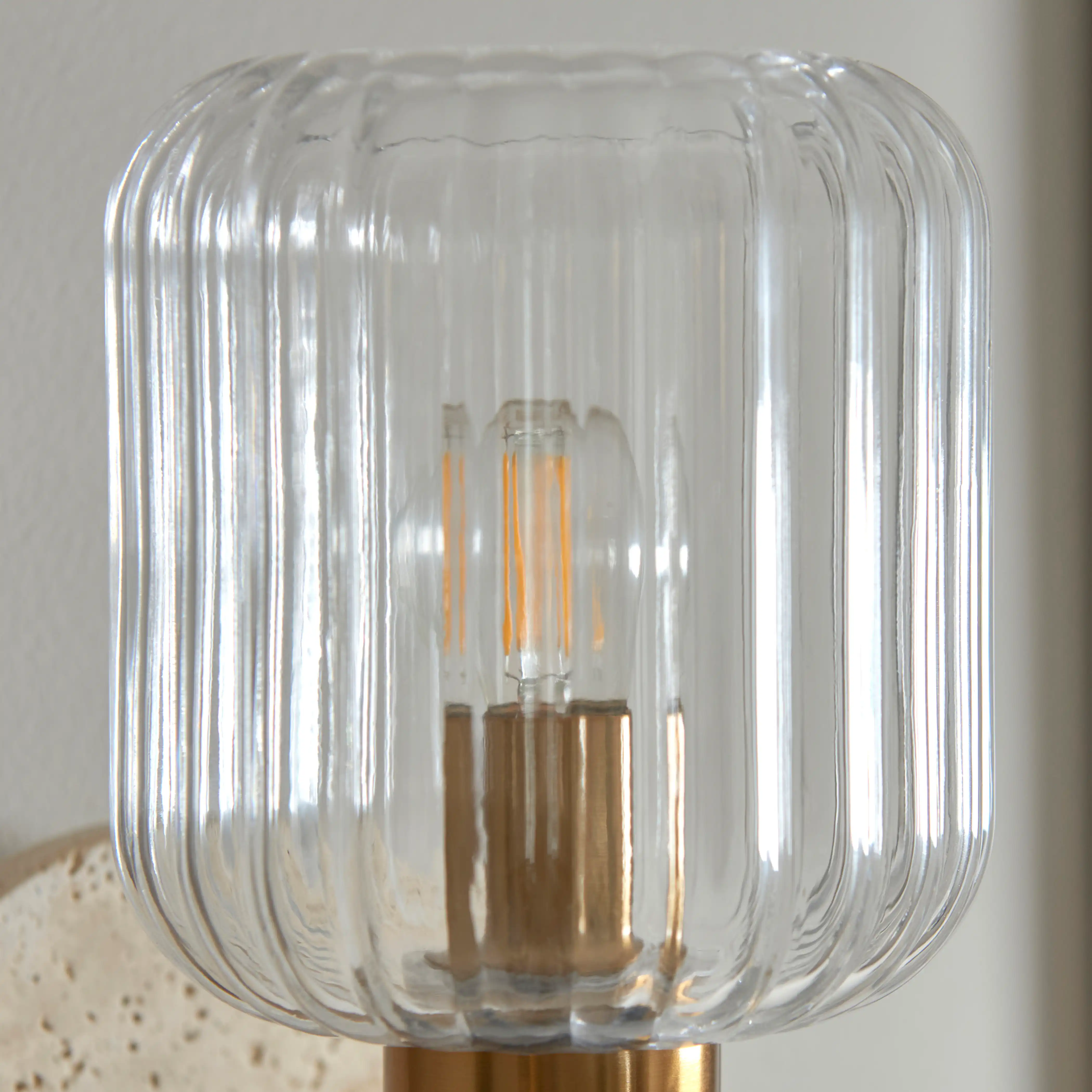 Nolan Ribbed Wall Light | Natural Travertine & Brass - Image 5