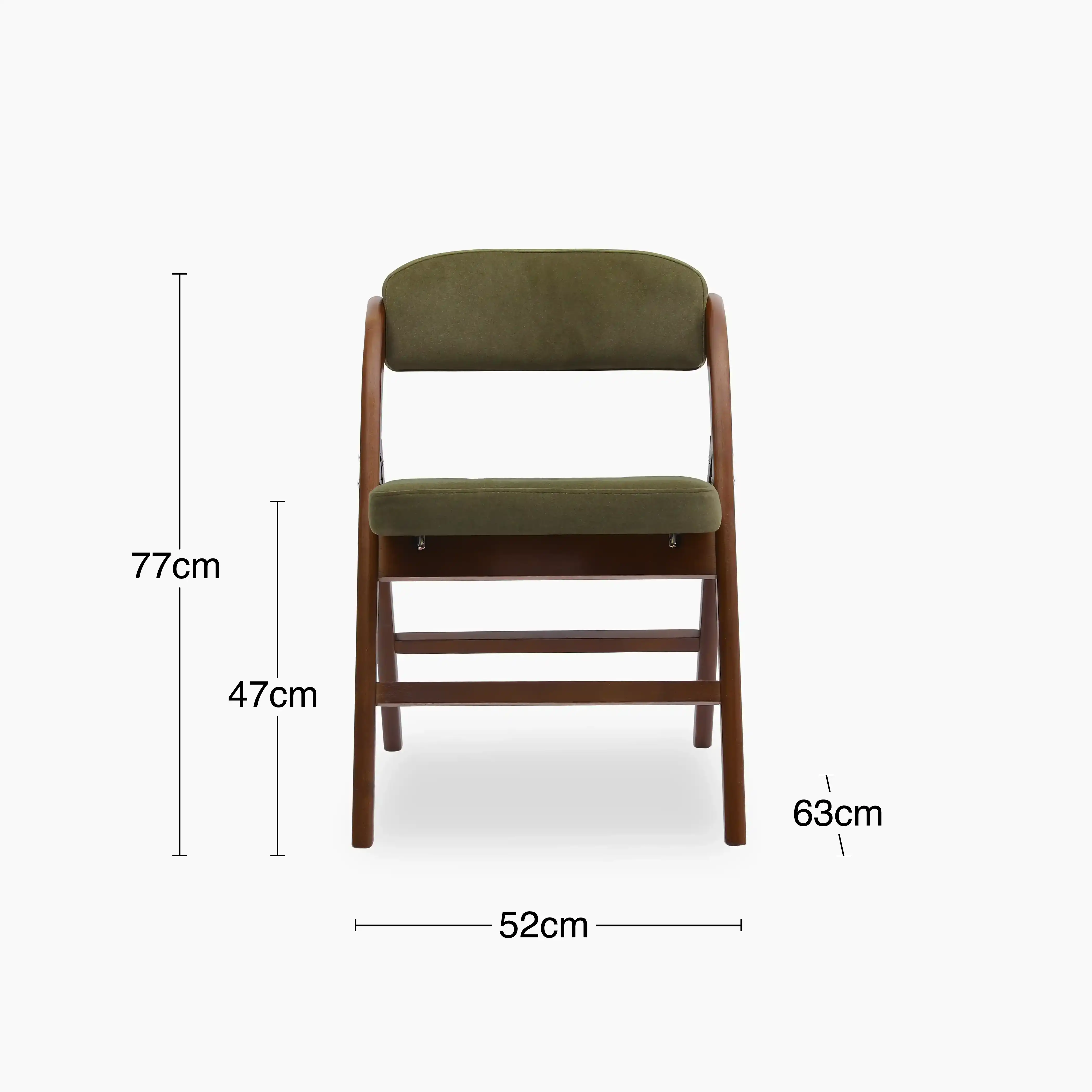 Nomad Folding Dining Chair | Moss Green Sustainable Mohair Velvet & Walnut - Image 8