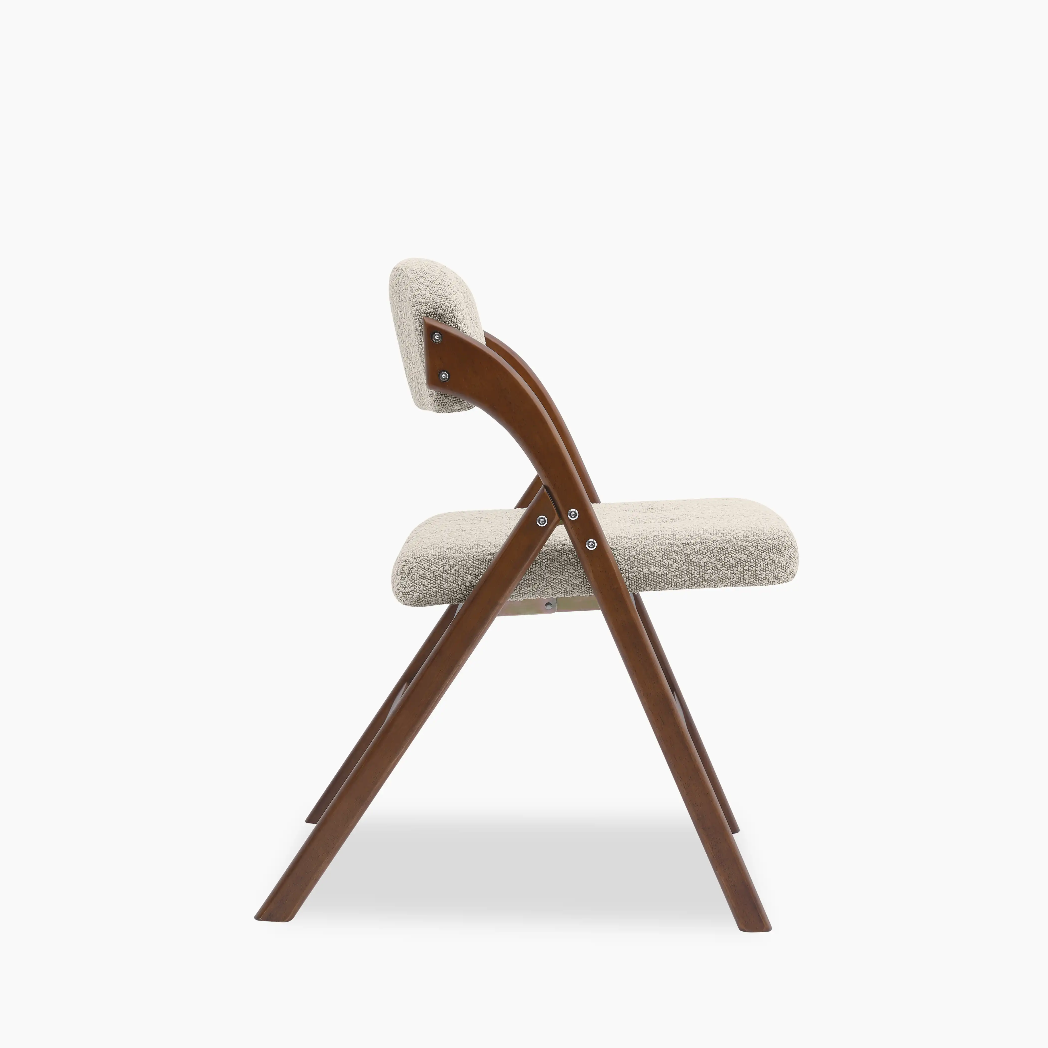 Nomad Folding Dining Chair | Speckled Stone Sustainable Boucle & Walnut - Image 4
